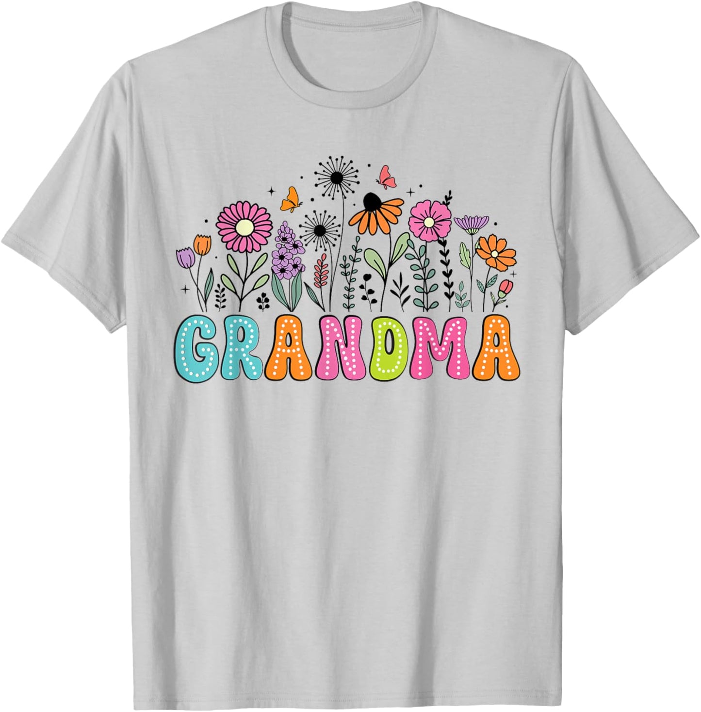 Groovy Wildflower Grandma Floral Grandma Mother's Day T-Shirt - T-Shirt | Ash