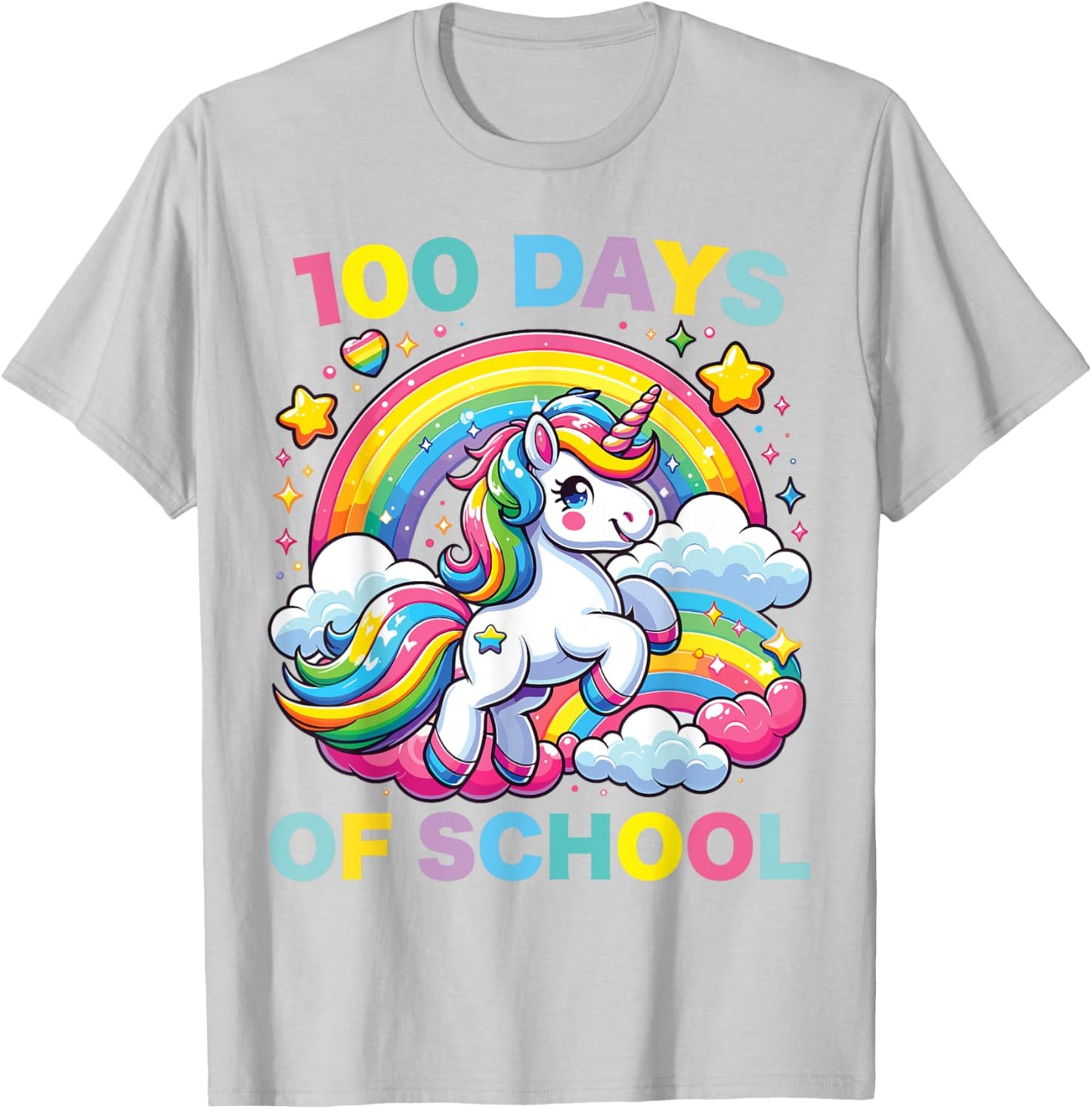 100 Days of School Unicorn Girls Teacher 100th Day of School T-Shirt - T-Shirt | Ash