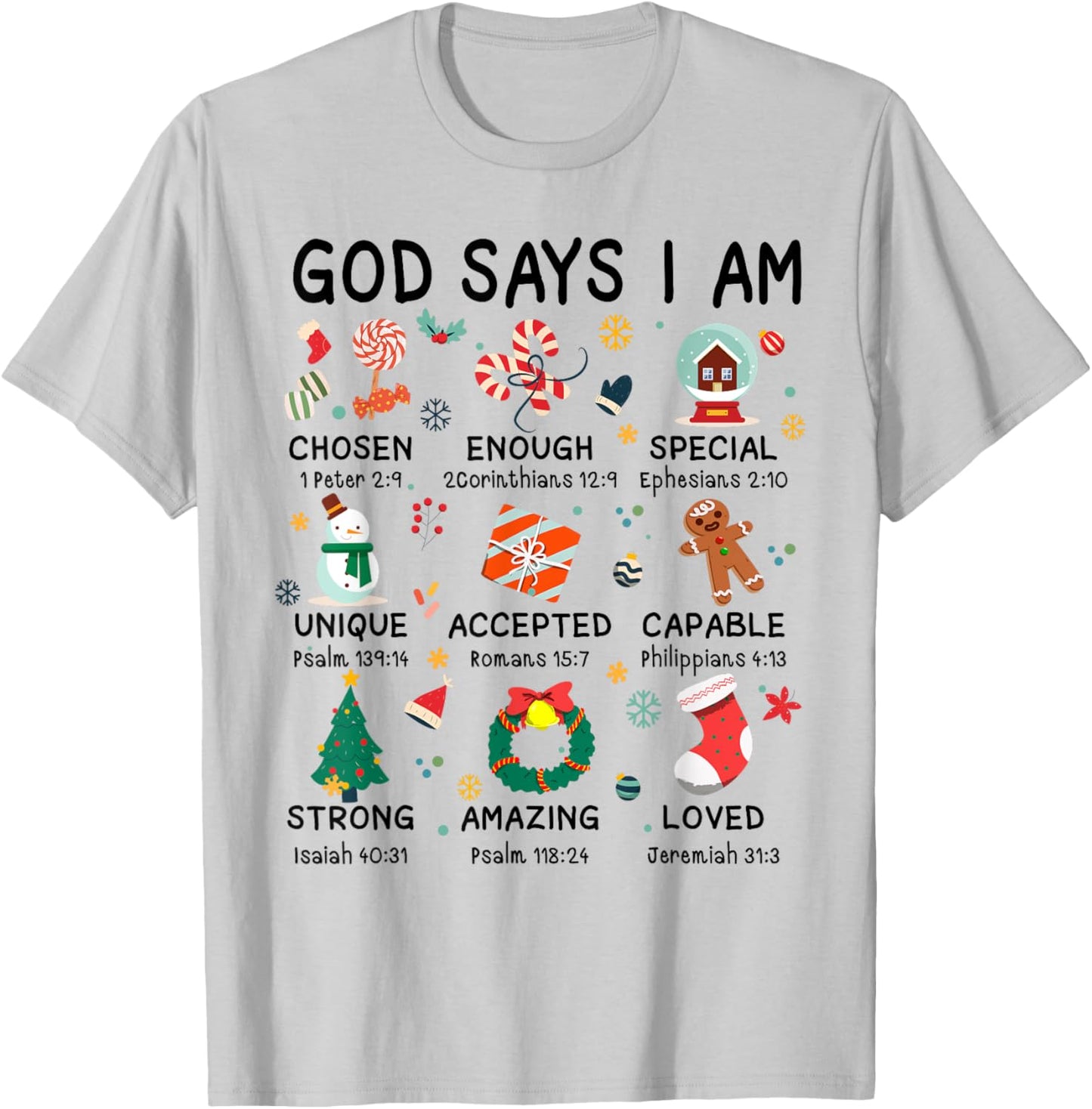 God Says I Am Cute Christmas Xmas Christian Boys Girls T-Shirt - T-Shirt | Ash