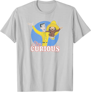 Curious George Stay Curious Yellow Hat Poster T-Shirt - T-Shirt | Ash