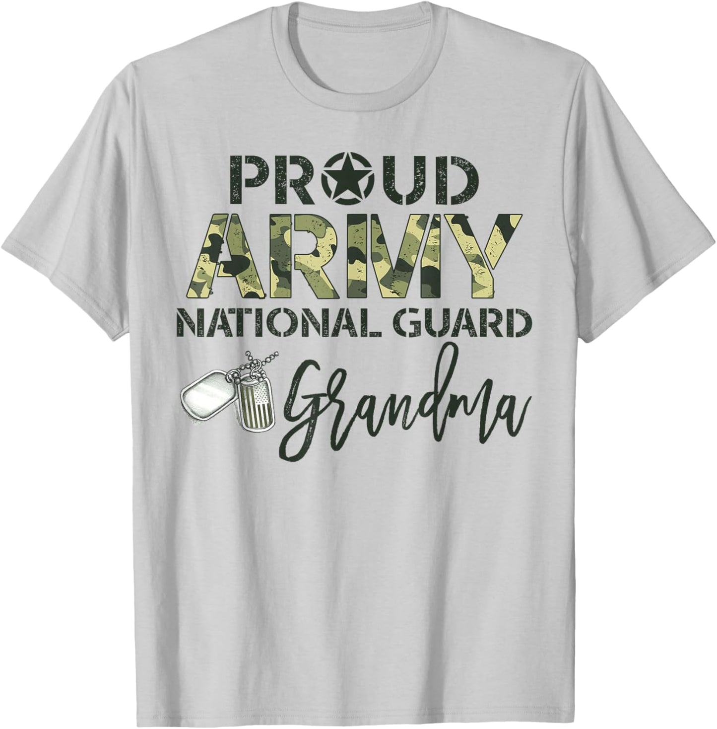 Proud Army National Guard Grandma Military Family Matching T-Shirt - T-Shirt | Ash