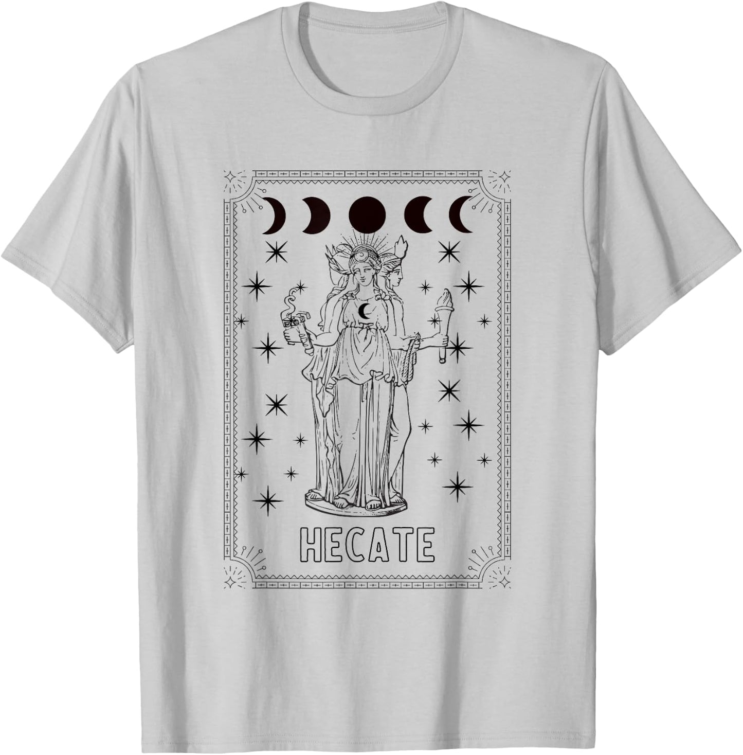 Triple Moon Goddess Hecate Tarot Card Wiccan Pagan Witch T-Shirt - T-Shirt | Ash