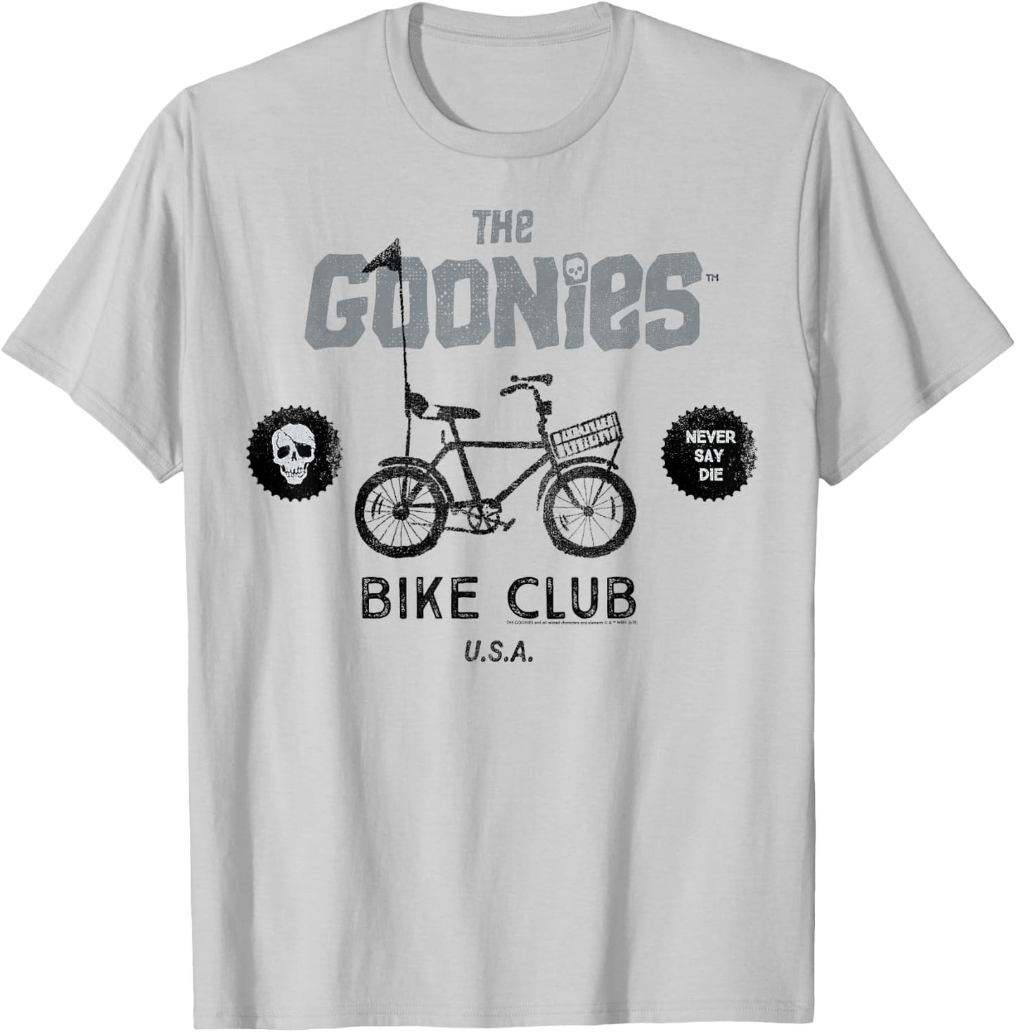 The Goonies Bike Club Never Say Die Text T-Shirt - T-Shirt | Ash