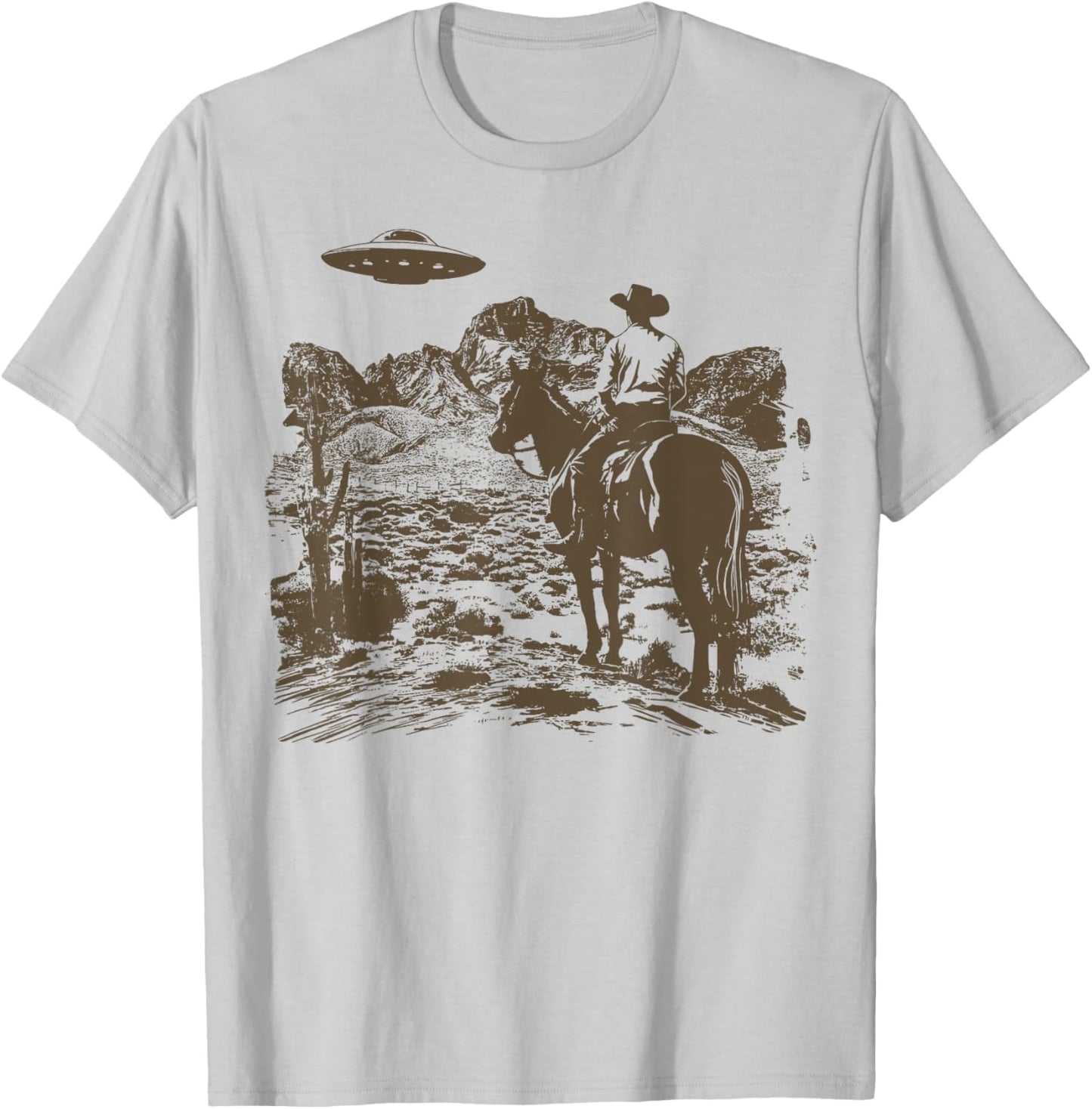 Ufo Western Cowboy T-Shirt - T-Shirt | Ash