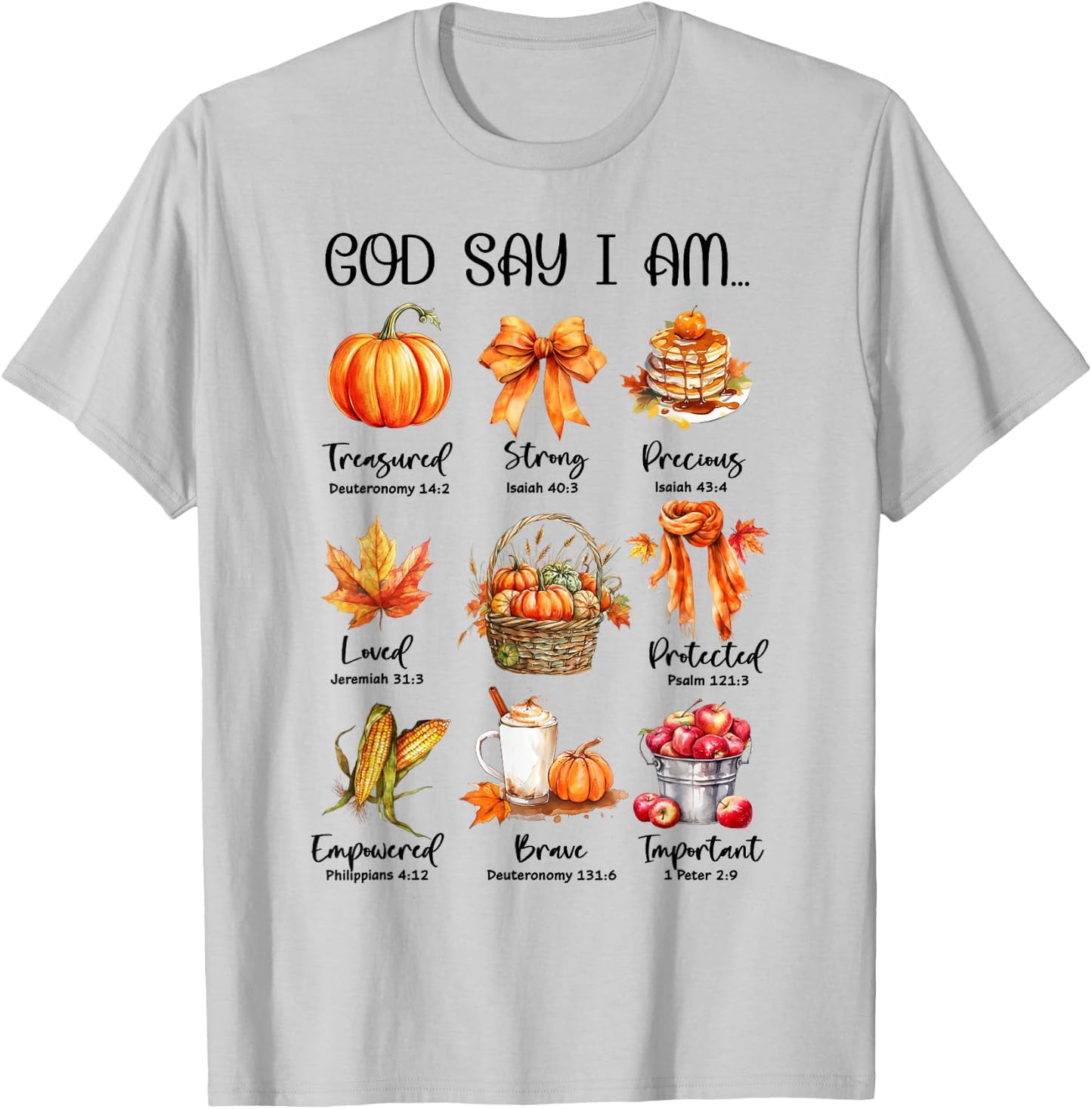 God Say I Am Pumpkin Spice Jesus Christ Fall Vibes Christian T-Shirt - T-Shirt | Ash