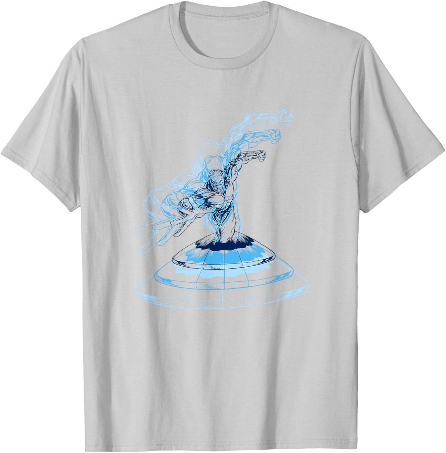 Marvel Comics Retro Classic Silver Surfer Illusion Big Logo T-Shirt - T-Shirt | Ash