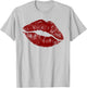 Sexy Red Hot Moist Lips Print Lipstick Kiss Me Clip Art T-Shirt - T-Shirt | Ash