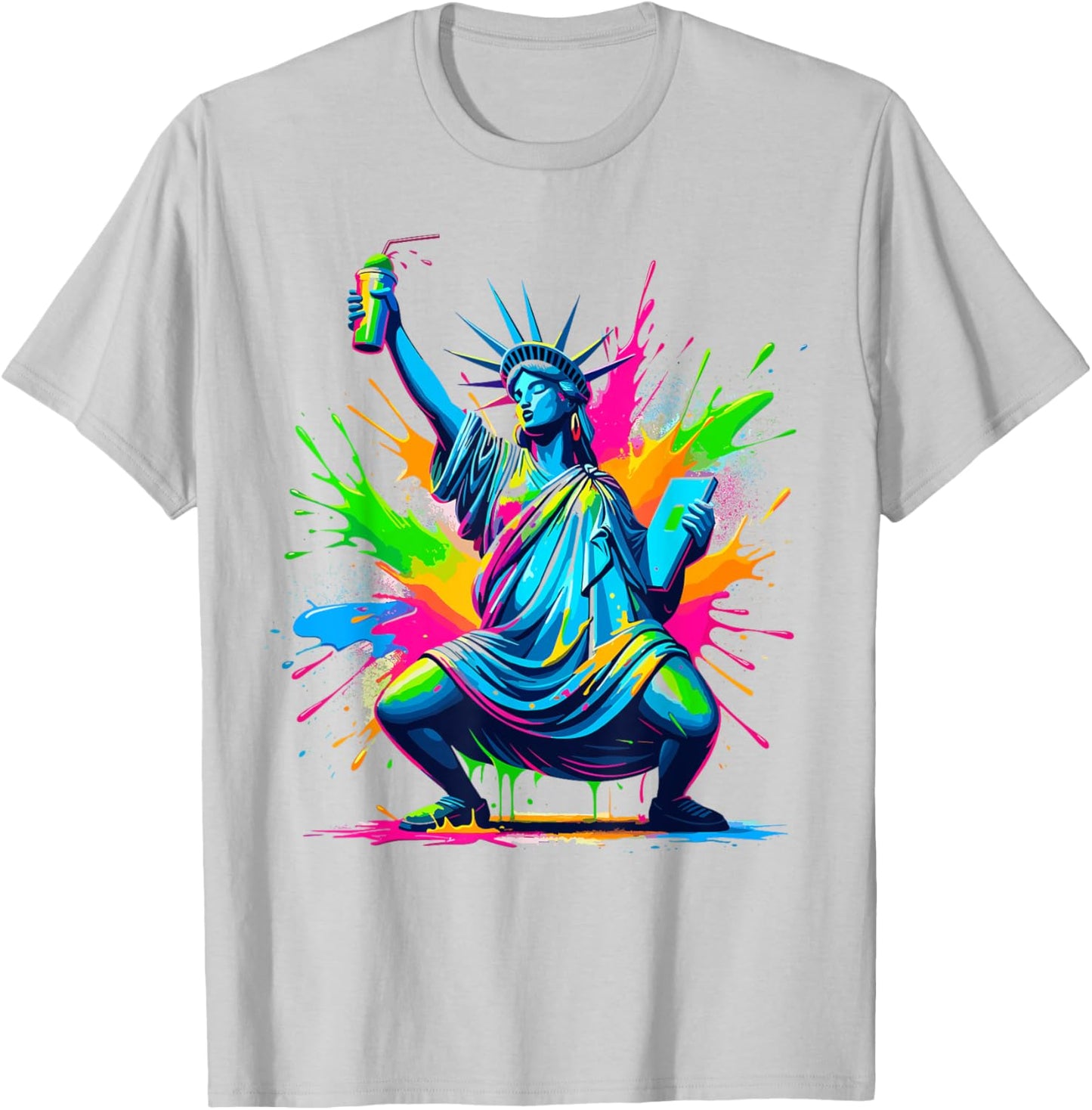 Soca Statue Of Liberty Dancing New York Dutty Mess Fete T-Shirt - T-Shirt | Ash