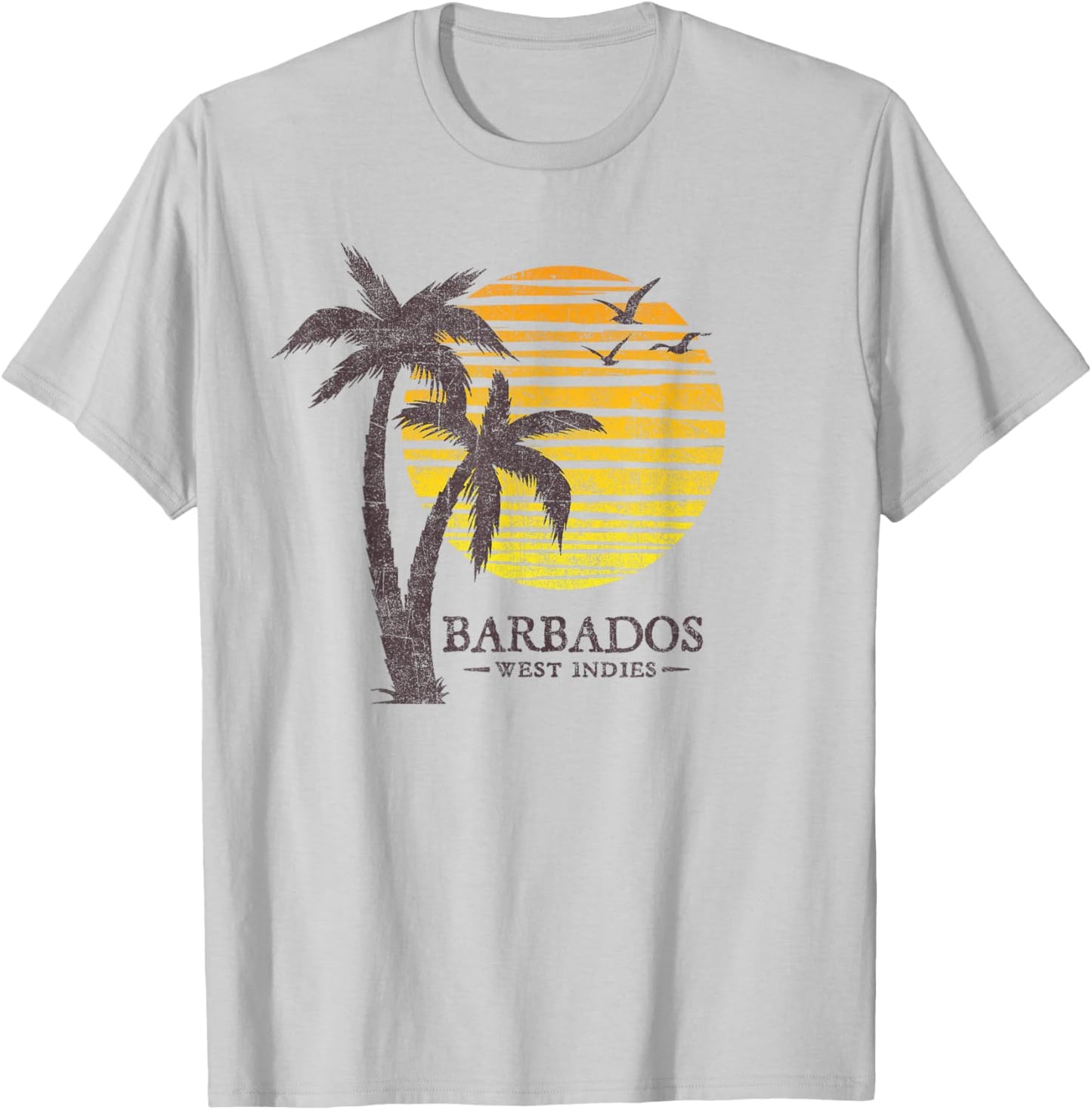 Vintage Barbados Beach Sunset Women Kids Retro Souvenir T-Shirt - T-Shirt | Ash