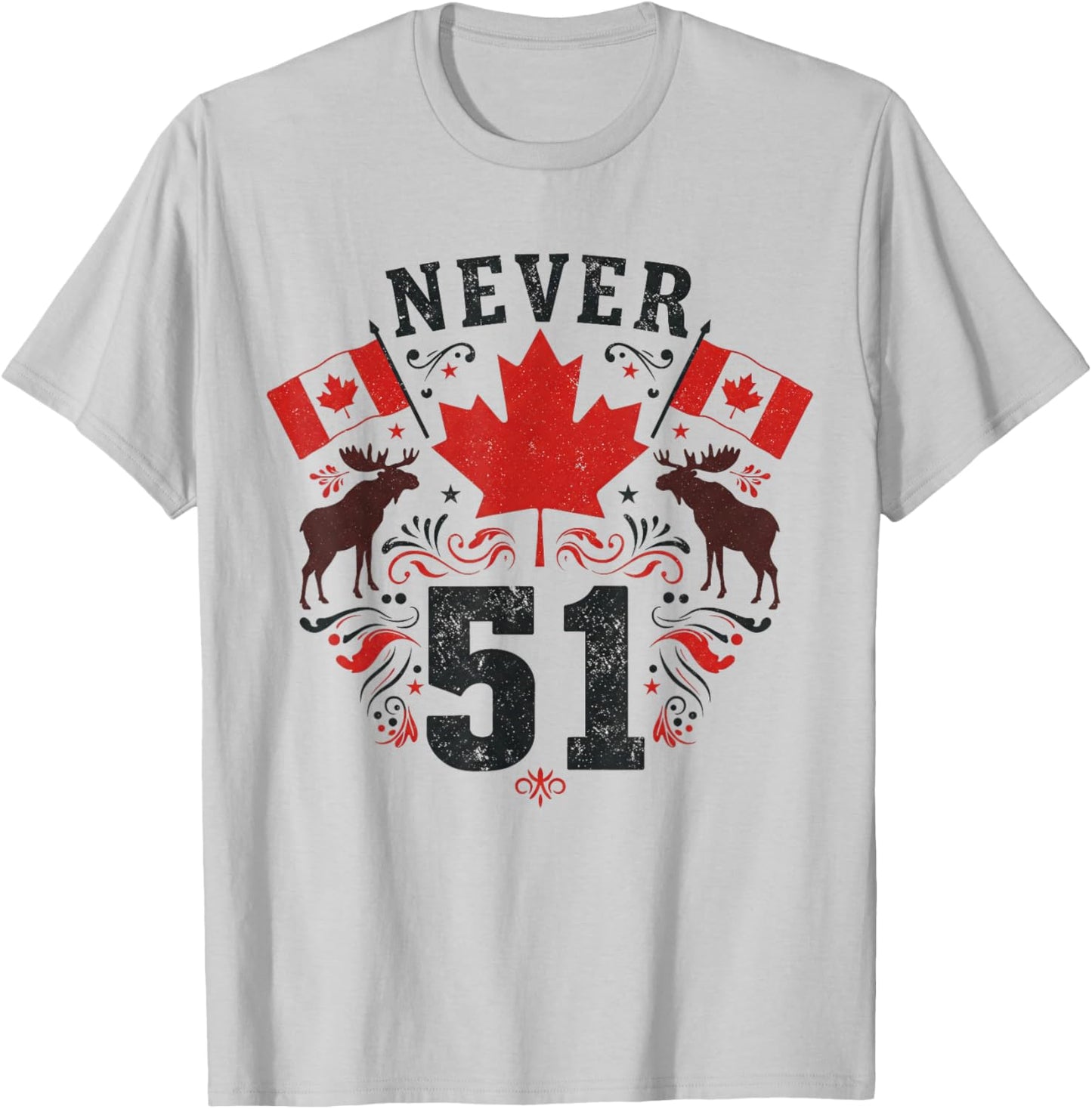 Niemals 51. Bundesstaat Kanada, kanadische Flagge, Vintage-Humor, Herren T-Shirt - T-Shirt | Ash