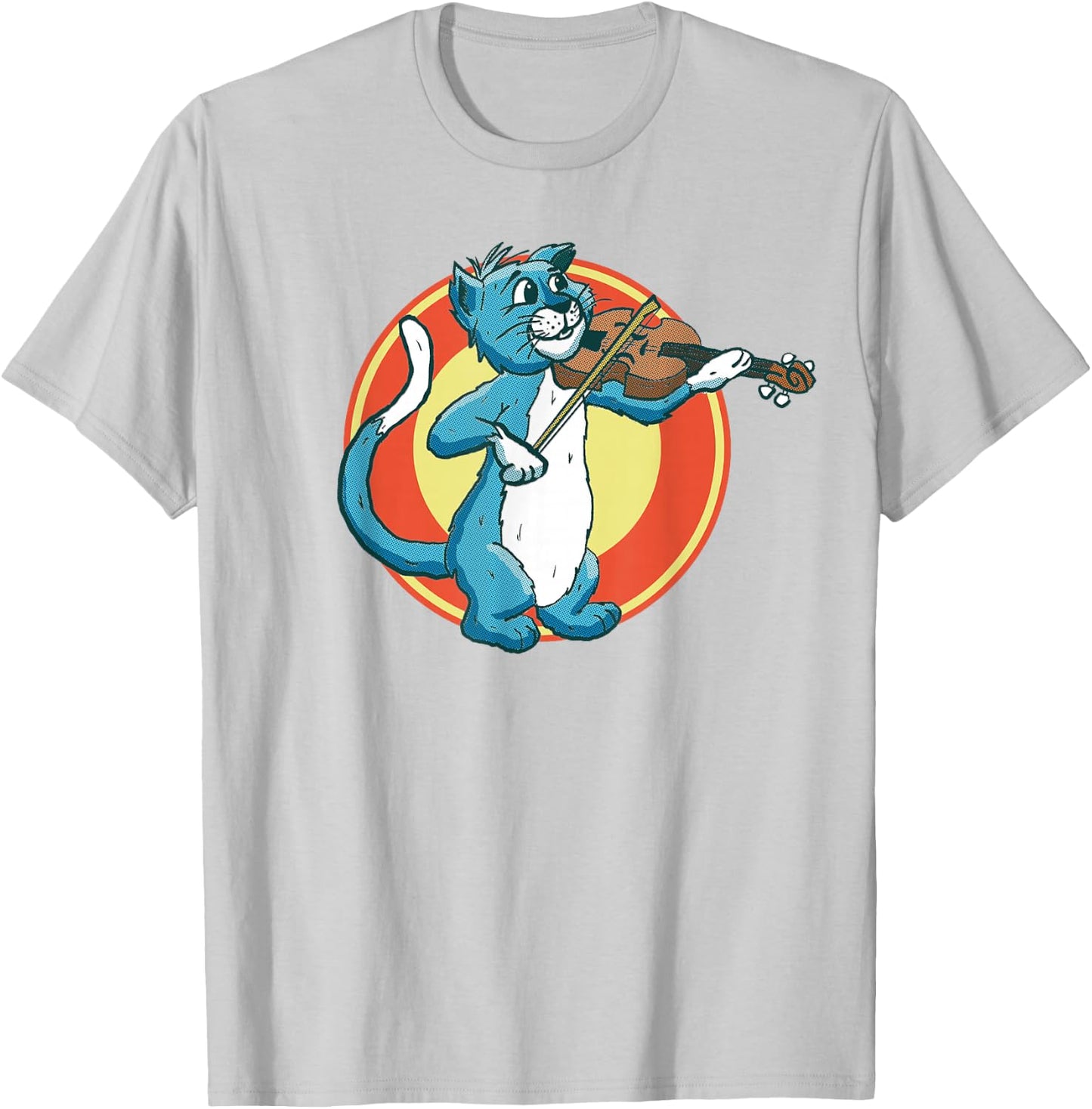 Cat Playing Violin Fiddle Alley Cat Music Violinist Funny T-Shirt - T-Shirt | Ash