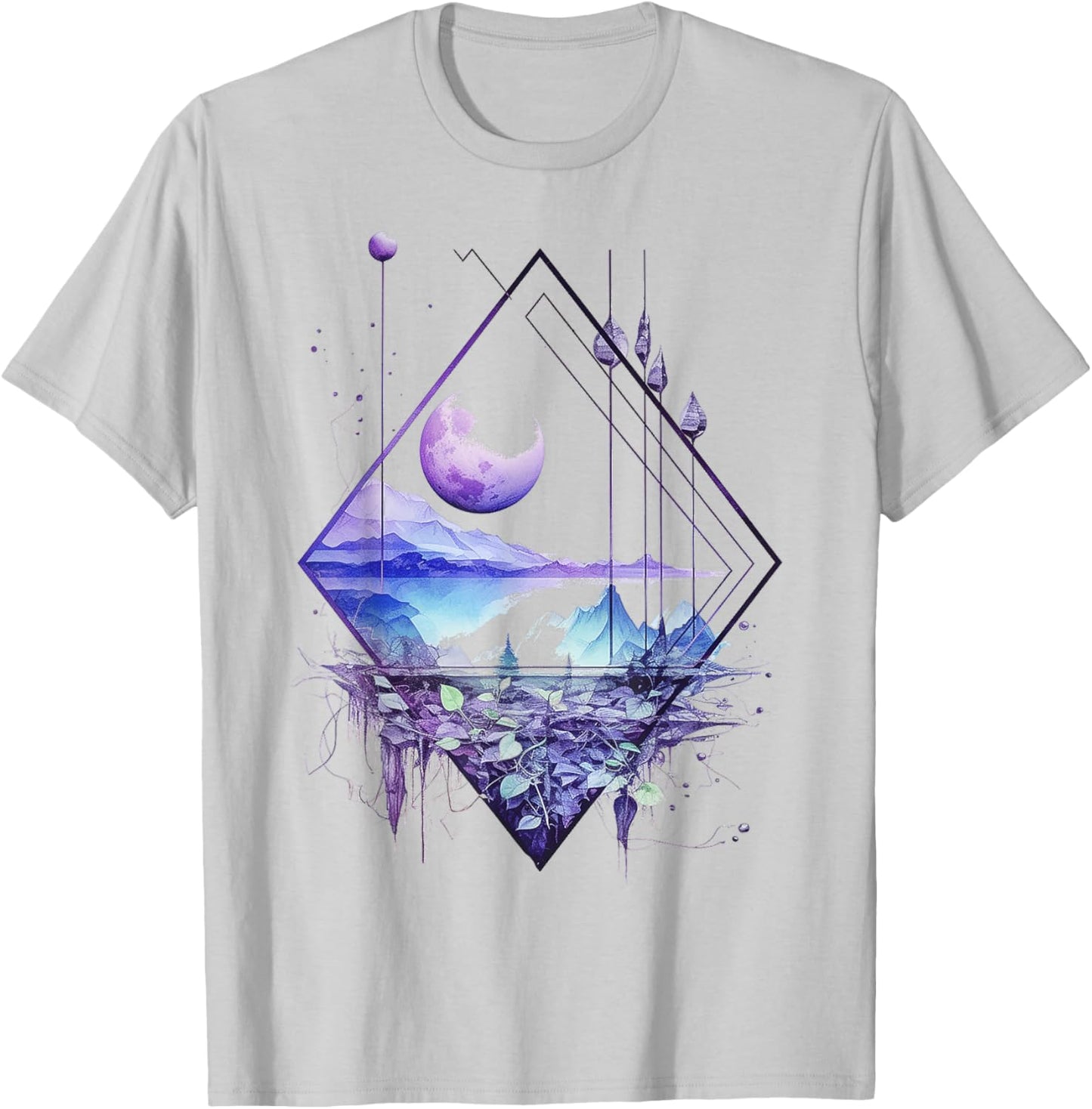 Nature Lover Polygon Art Geometric Abstract Graphic Nature T-Shirt - T-Shirt | Ash