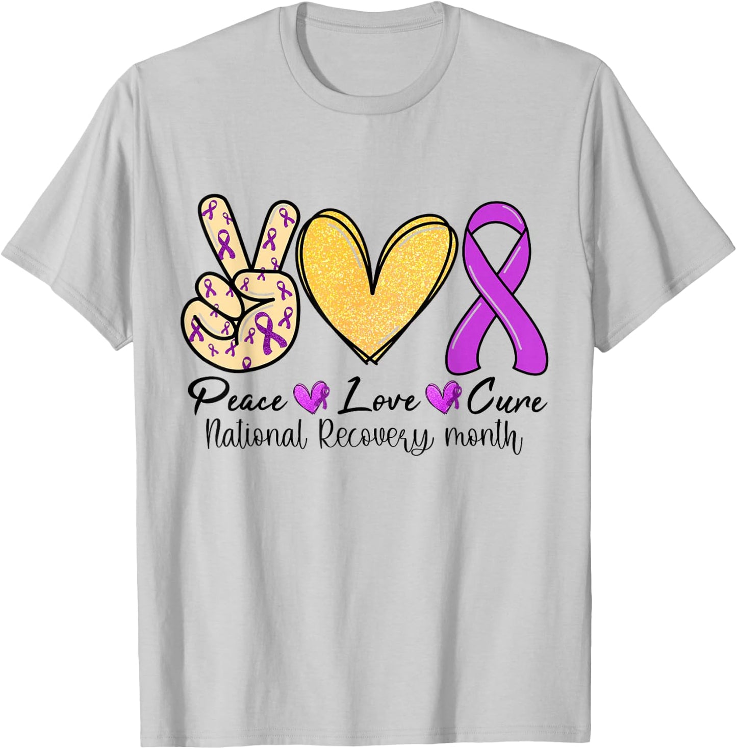 National Recovery month Warrior Addiction Recovery Awareness T-Shirt - T-Shirt | Ash