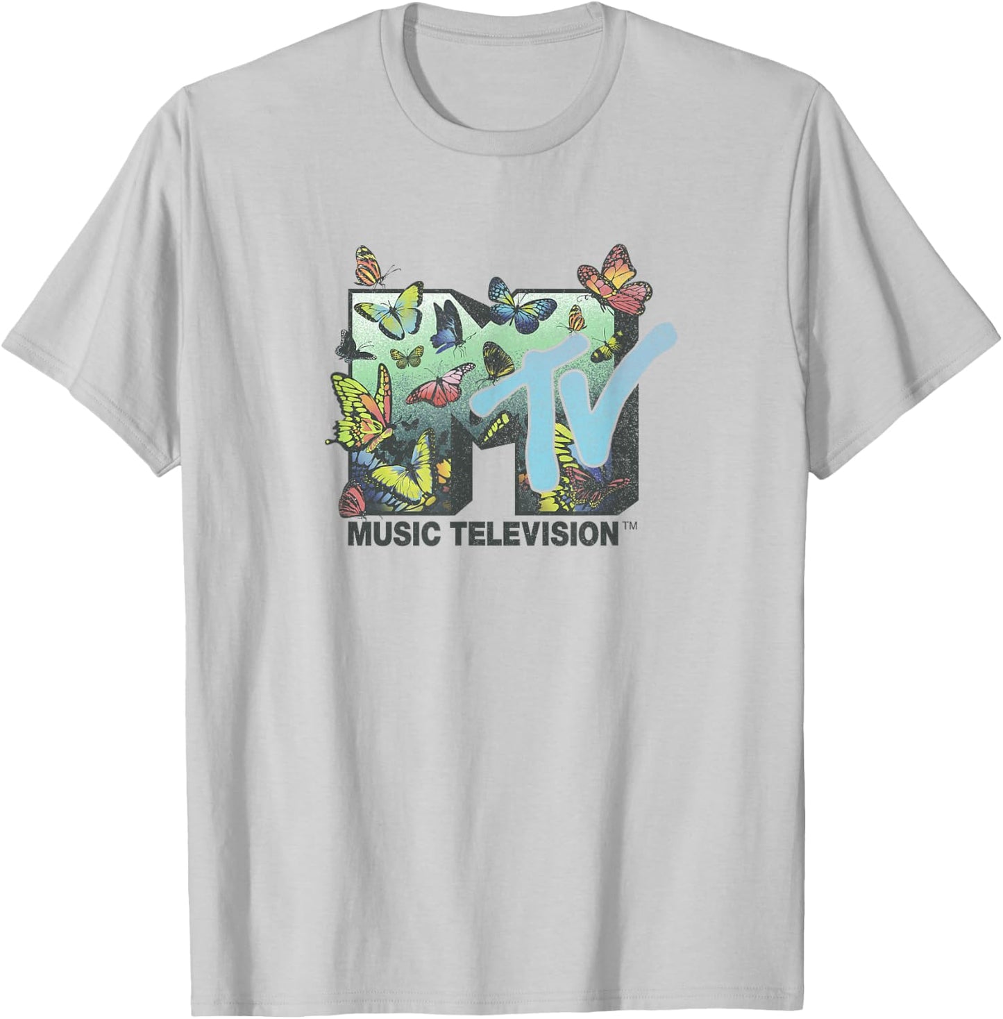 MTV Music Television Butterflies Flying Logo T-Shirt - T-Shirt | Ash