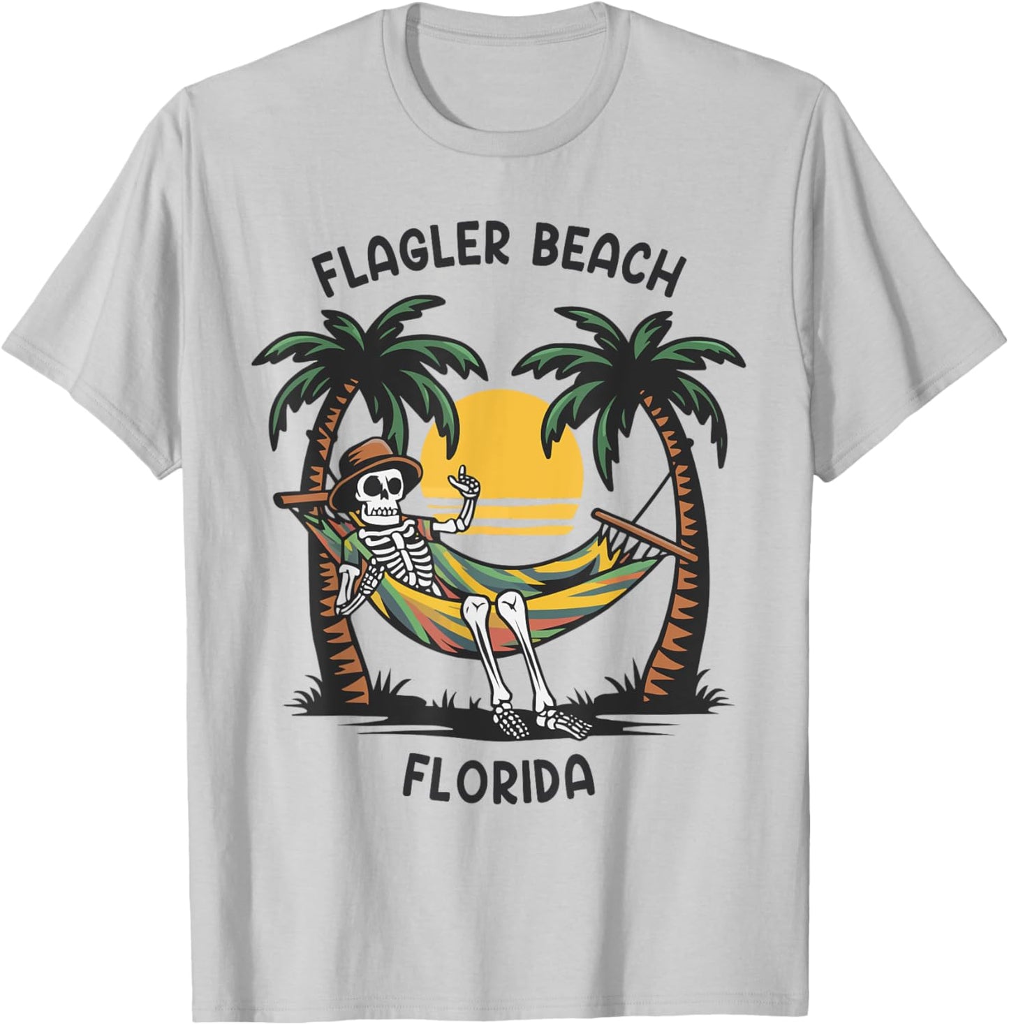 Vintage Flagler Beach Florida Palms FL Sunset Funny T-Shirt - T-Shirt | Ash