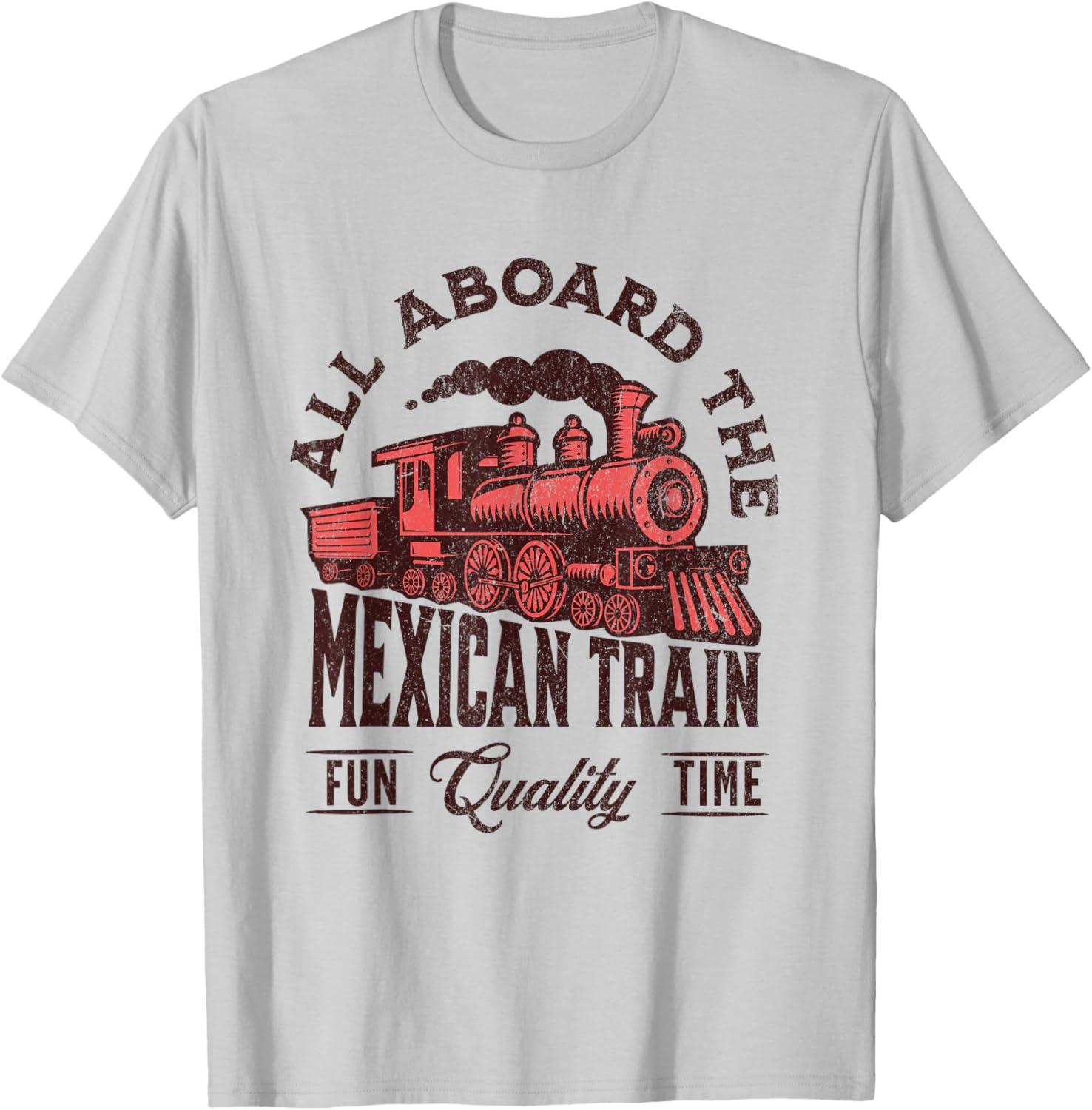 Mexican Train Dominoes All Aboard the Mexican Train Fun Time T-Shirt - T-Shirt | Ash