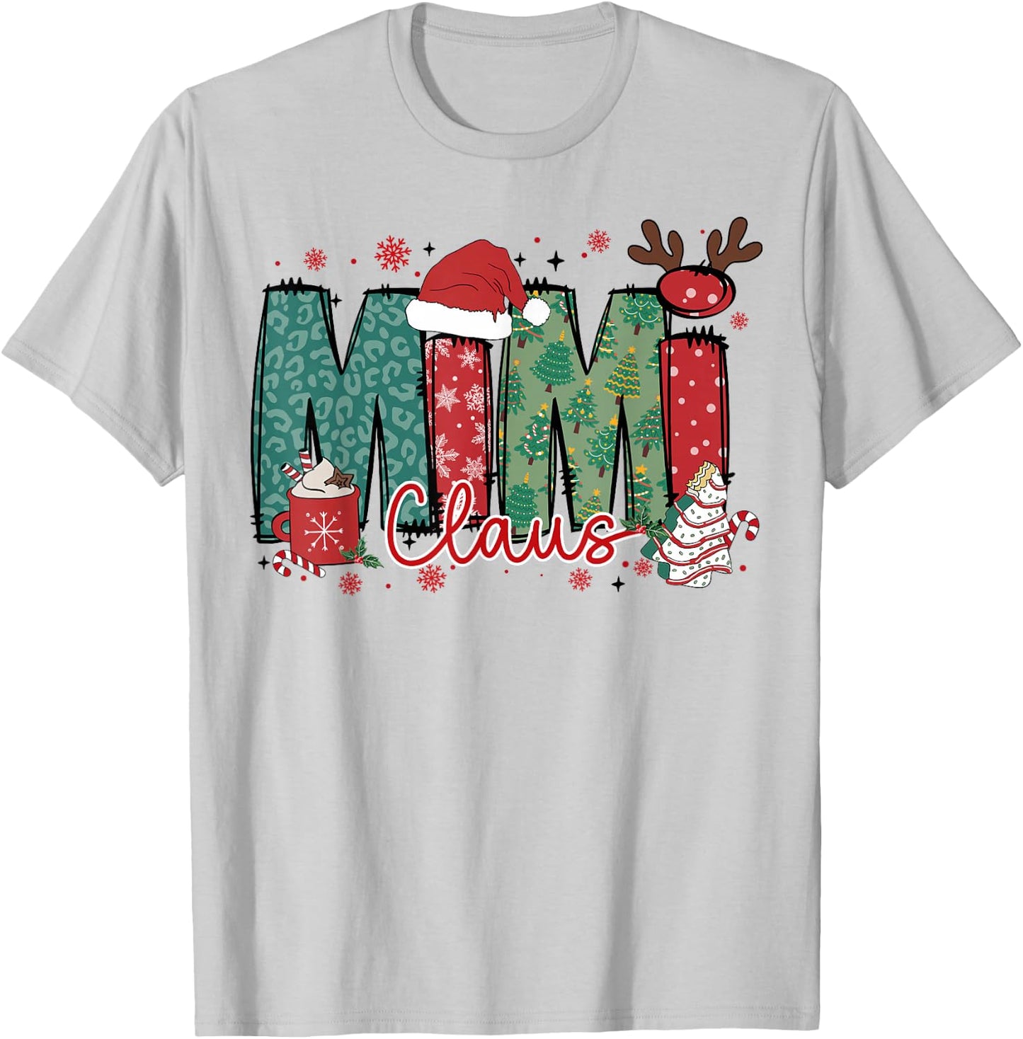 Mimi Claus Christmas Pajama Santa Claus Family Matching T-Shirt - T-Shirt | Ash