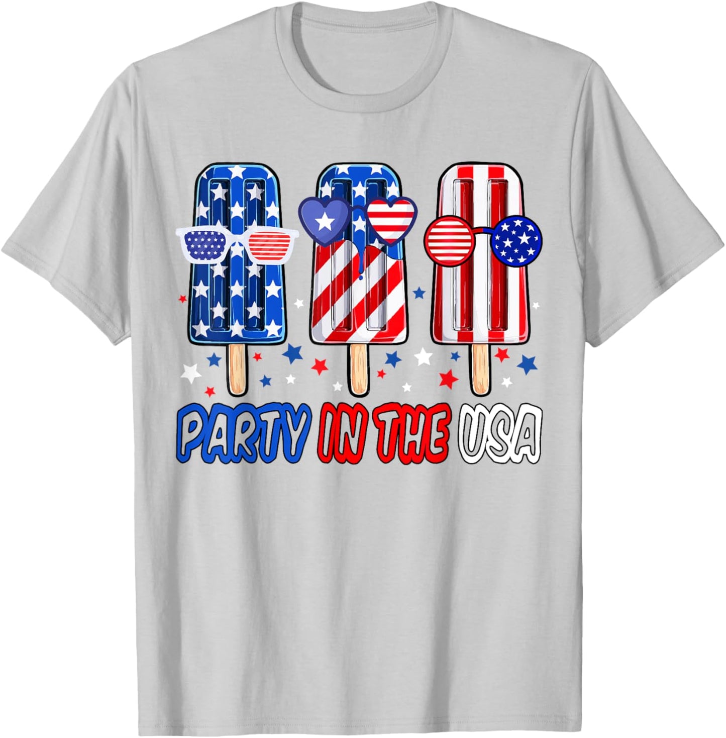 Party In USA 4th July Popsicle Shirt Boys USA Flag American T-Shirt - T-Shirt | Ash