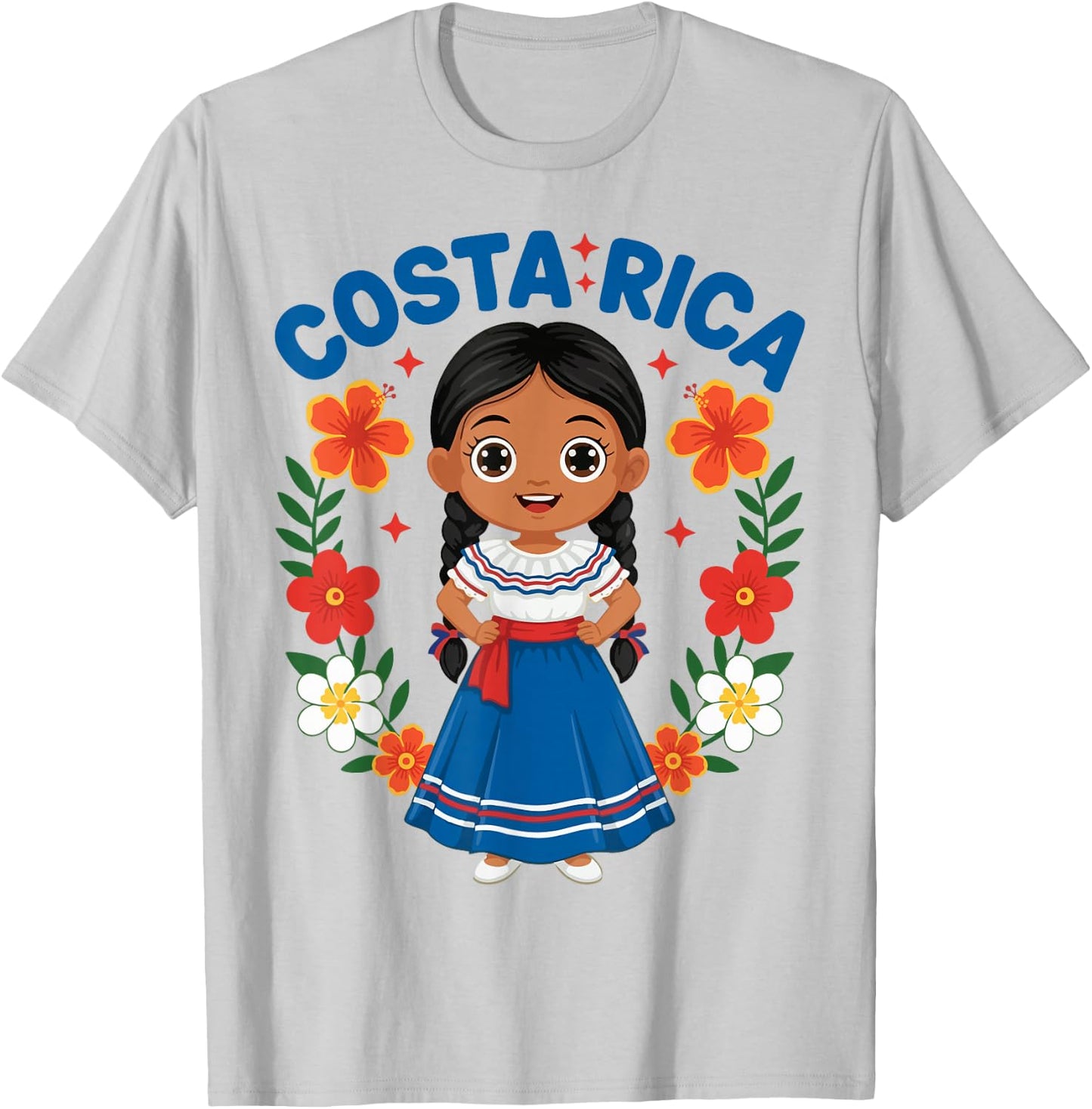 Costa Rica Costa Rican Girl Traditional Dress Heritage T-Shirt - T-Shirt | Ash