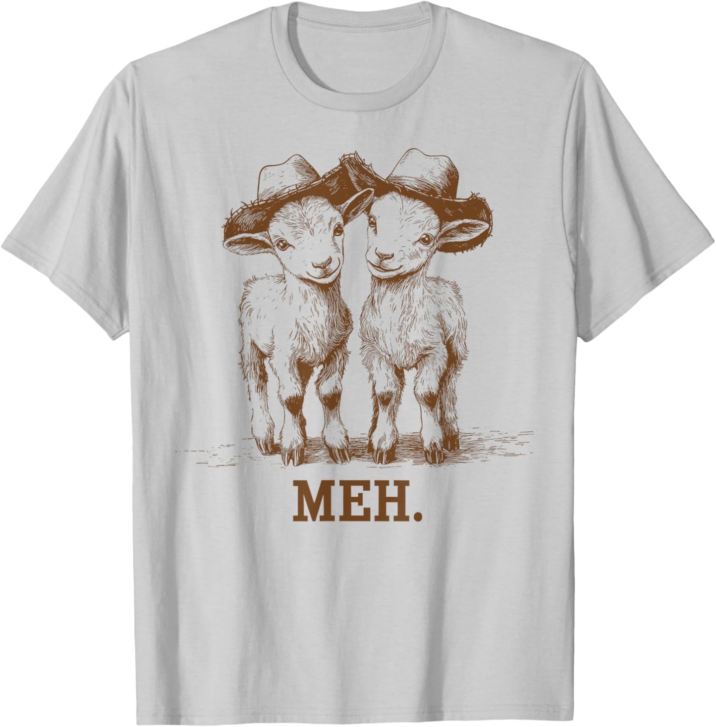 Meh Goat Meme Farm Animal Funny Farmer Animals Lover T-Shirt - T-Shirt | Ash