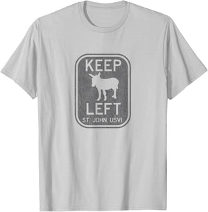 Keep Left St. John USVI Donkey Distressed T-Shirt - T-Shirt | Ash