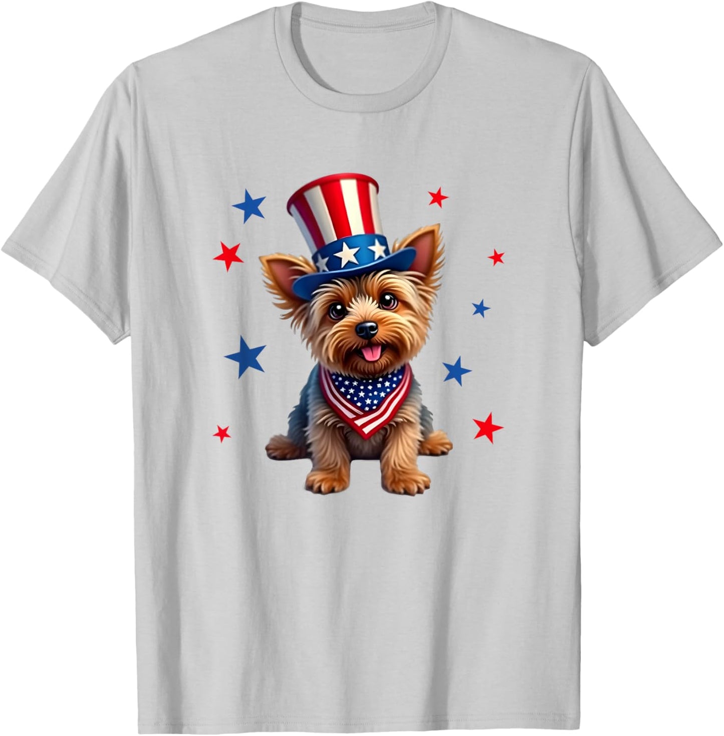 Yorkie, 4th of July, Yorkshire Terrier dog, Patriotic T-Shirt - T-Shirt | Ash