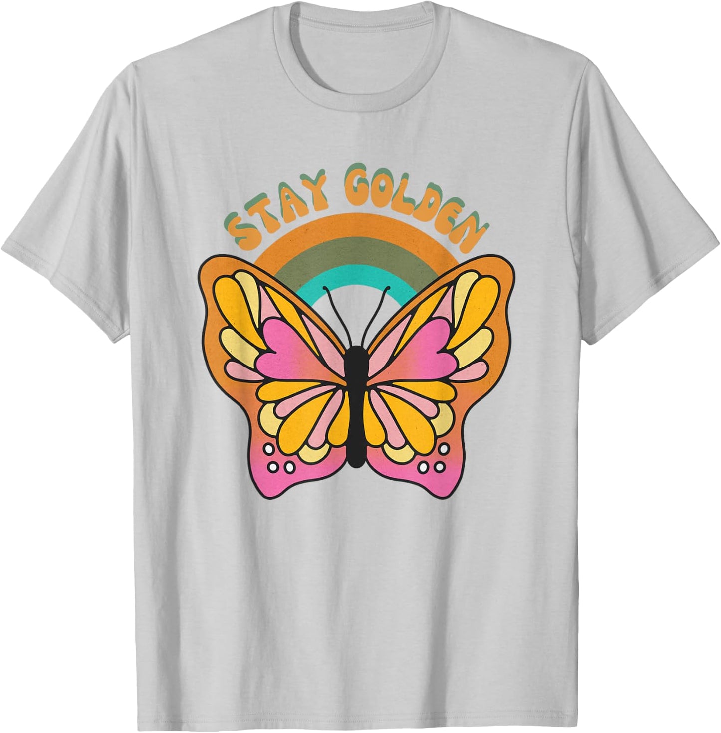 Stay Golden Butterfly Retro Vintage T-Shirt - T-Shirt | Ash
