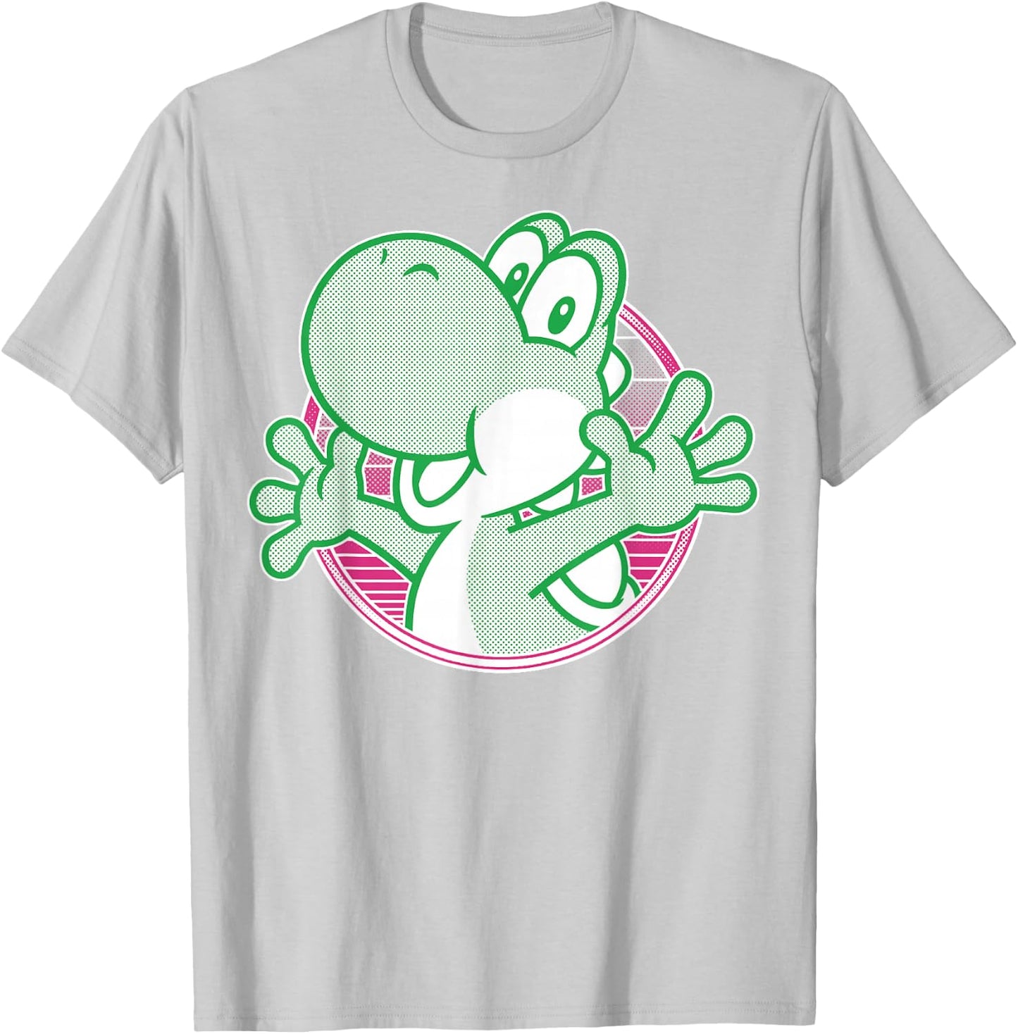 Super Mario Yoshi Neon Circle Portrait T-Shirt - T-Shirt | Ash