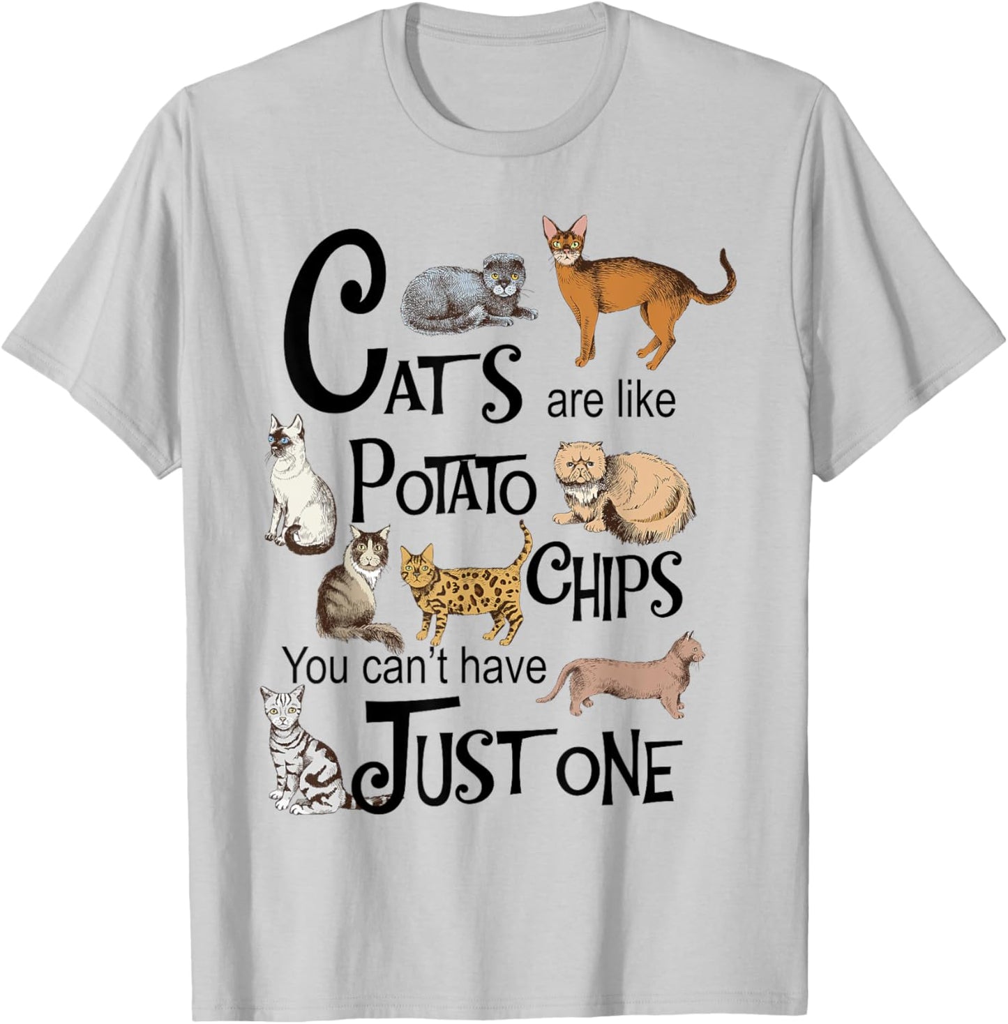 Cats Are Like Potato Chips You Can't Have Just One T-Shirt - T-Shirt | Ash