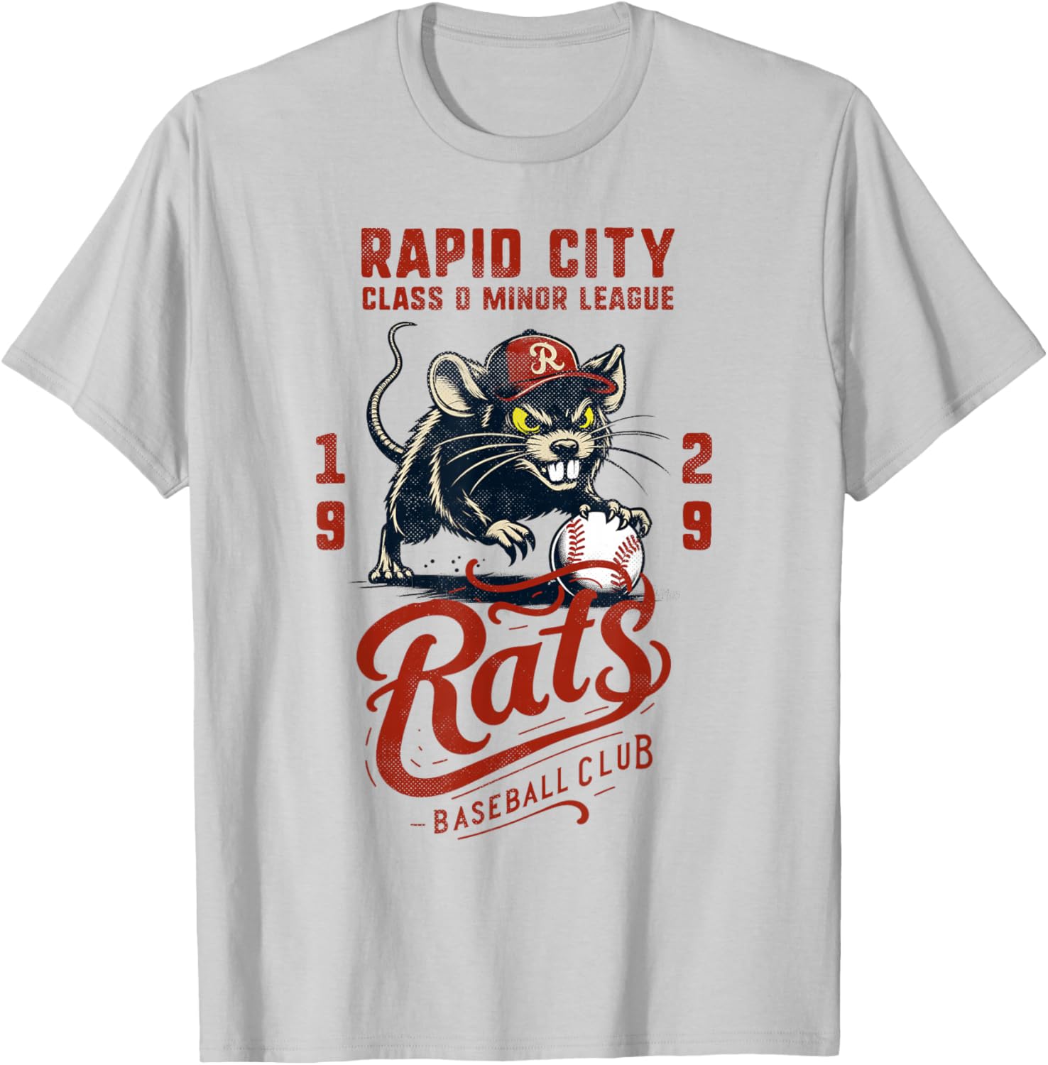 Rapid City Rats Retro Minor League Baseball Team T-Shirt - T-Shirt | Ash
