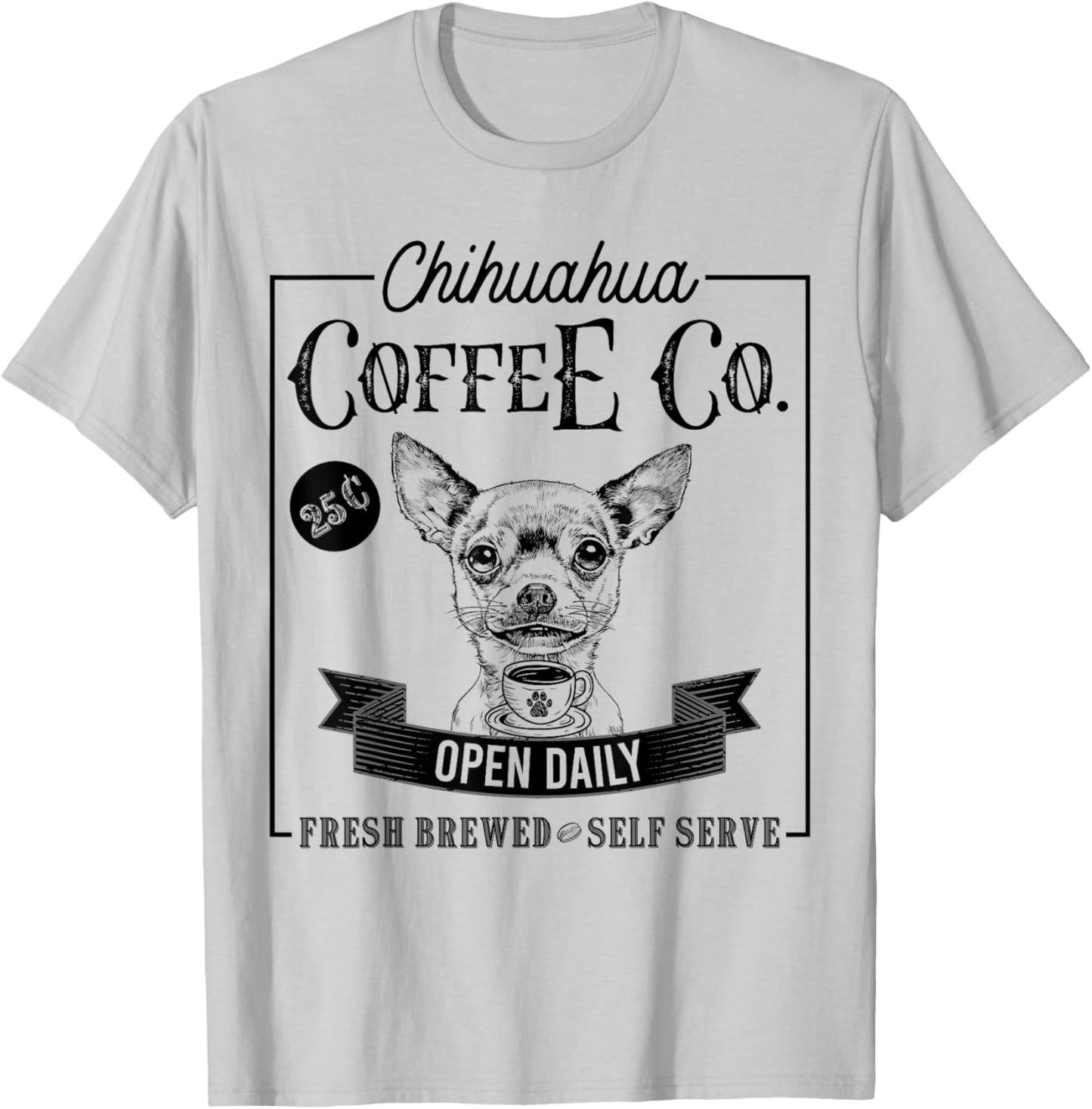 Retro Chihuahua Coffee Funny Dog Mom Coffee Lover Men Women Kids T-Shirt - T-Shirt | Ash