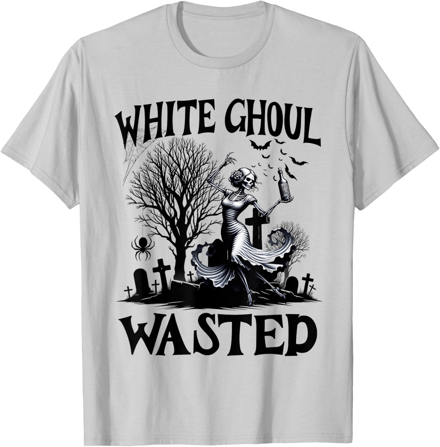Funny Halloween Drinking Party White Ghoul Wasted Men Women T-Shirt - T-Shirt | Ash