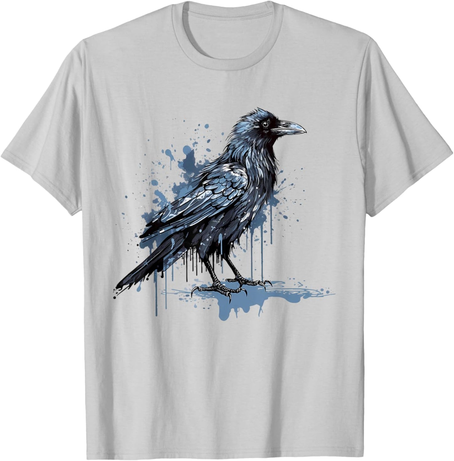 Vintage Raven Crow Gothic Bird Graphic Art Design Print T-Shirt - T-Shirt | Ash