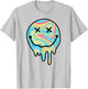 Melting Smile Funny Smiling Melted Dripping Happy Face Cute T-Shirt - T-Shirt | Ash