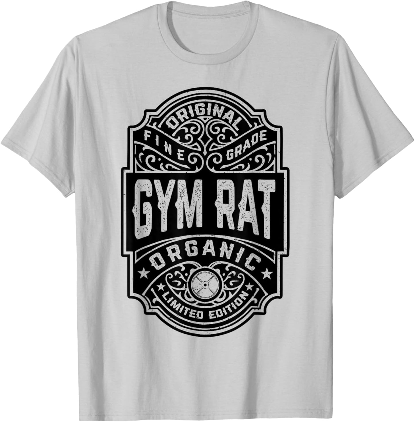 Gym Rat Vintage Whiskey Label Bodybuilding Gym Workout Men T-Shirt - T-Shirt | Ash