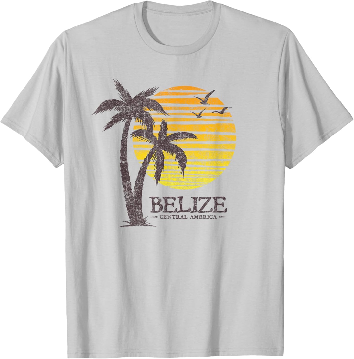 Retro Belize Souvenir Vintage Sunset Vacation T-Shirt - T-Shirt | Ash