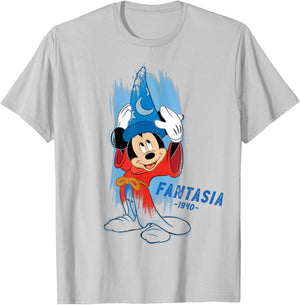 Disney Ink and Paint Sorcerer Mickey Mouse in Fantasia 1940 , Black, S T-Shirt - T-Shirt | Ash