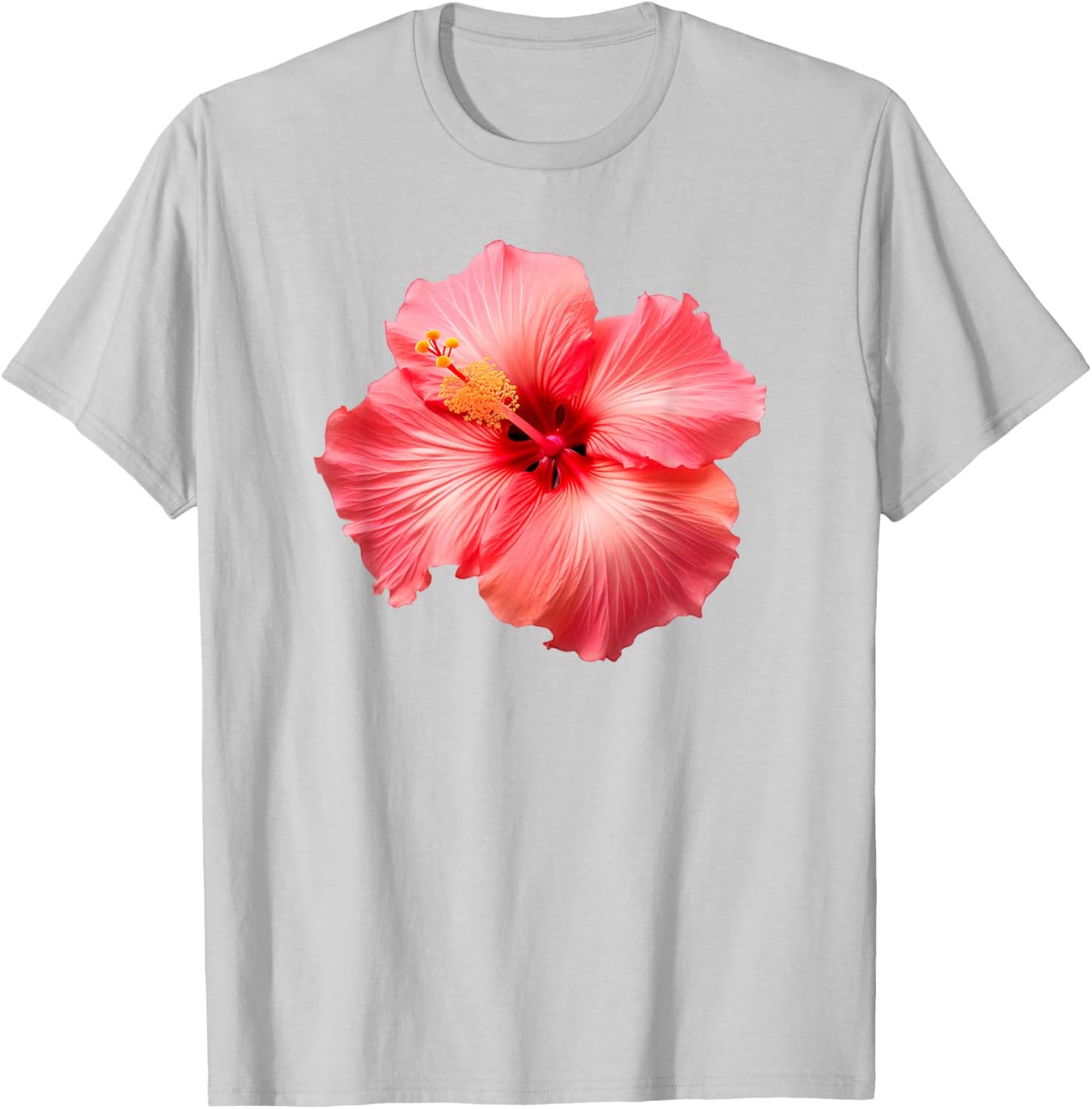 Flirty Pink Hibiscus Flower Vintage Hawaiian T-Shirt - T-Shirt | Ash