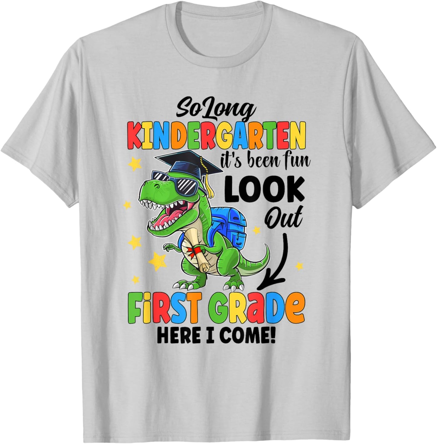 So Long Kindergarten Graduation Class Of 2024 Dinosaur Kids T-Shirt - T-Shirt | Ash