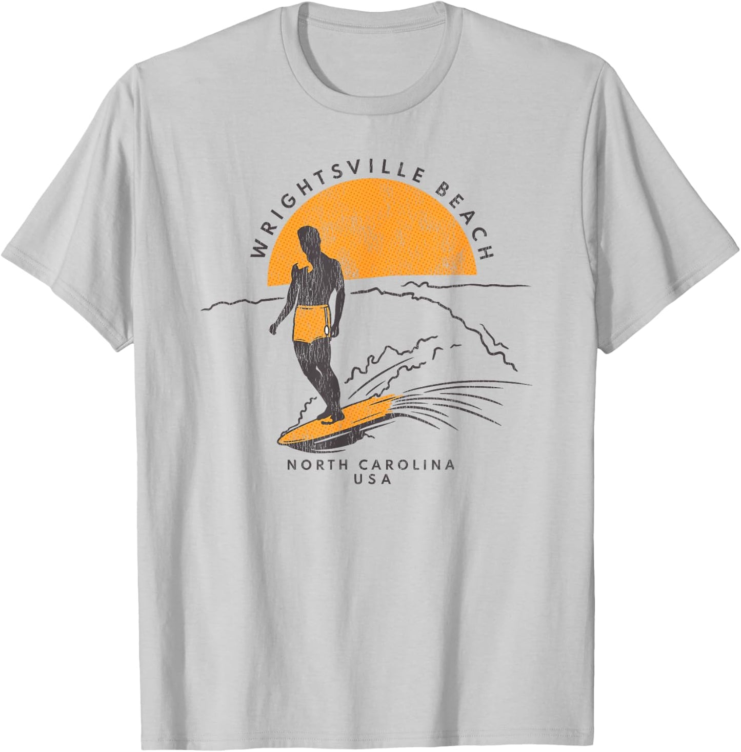 Wrightsville Beach, NC Summertime Living Surfing Peace T-Shirt - T-Shirt | Ash