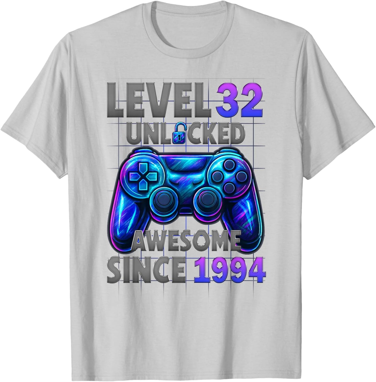 Level 32 Unlocked Awesome Since 1994 32nd Birthday Gaming T-Shirt - T-Shirt | Ash