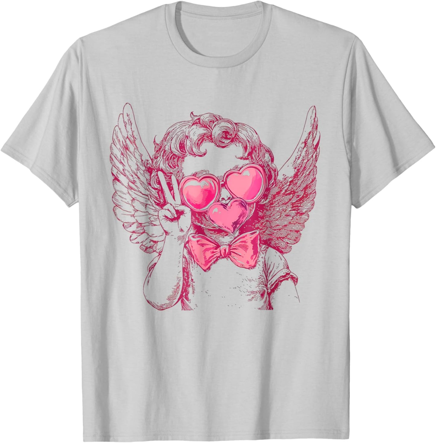 Cute Cupid Sunglasses Blowing Bubble Valentines Day Retro T-Shirt - T-Shirt | Ash