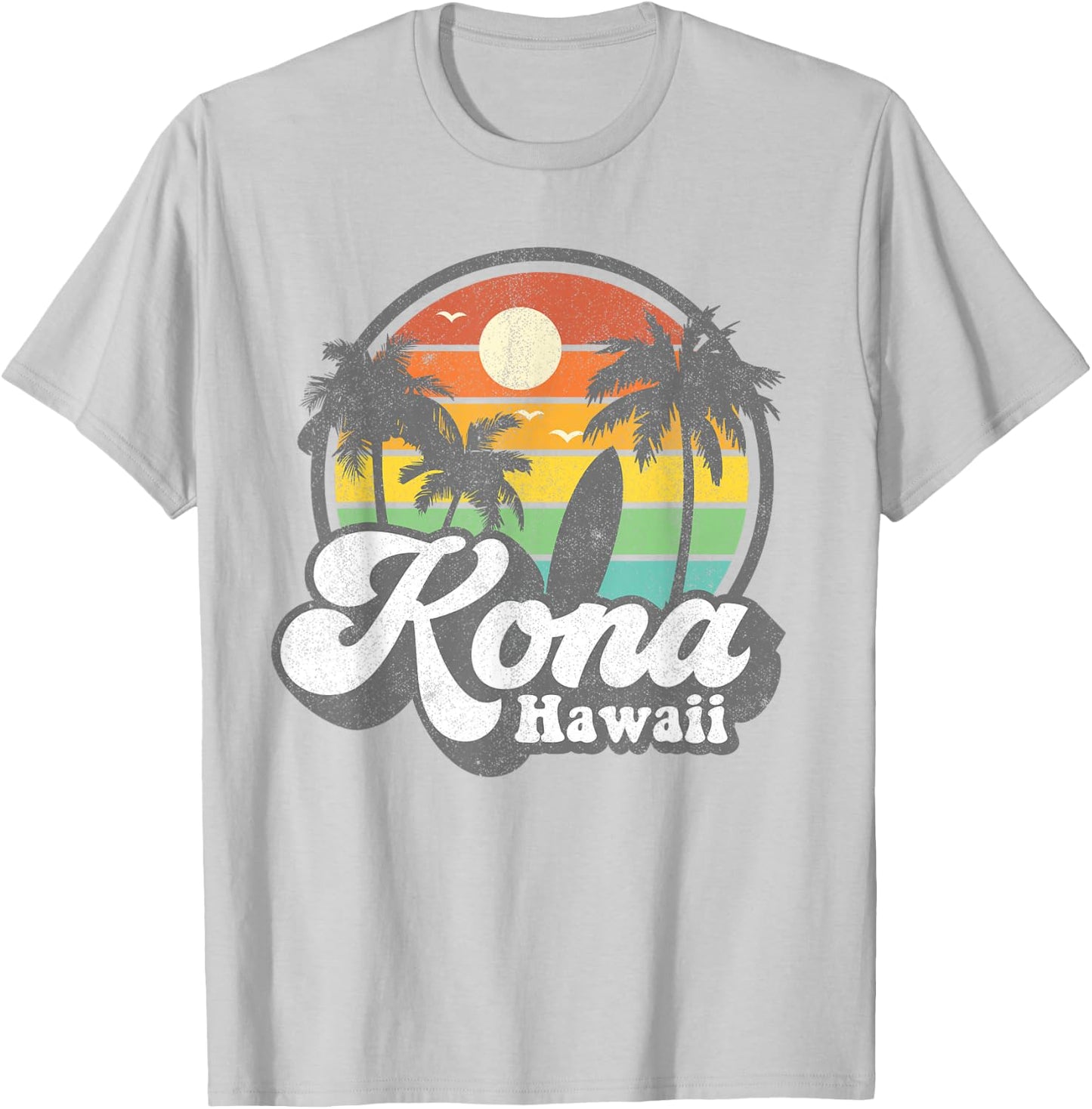 Vintage Kona Beach Hawaii Surf Hawaiian Surfing 70's Gift T-Shirt - T-Shirt | Ash