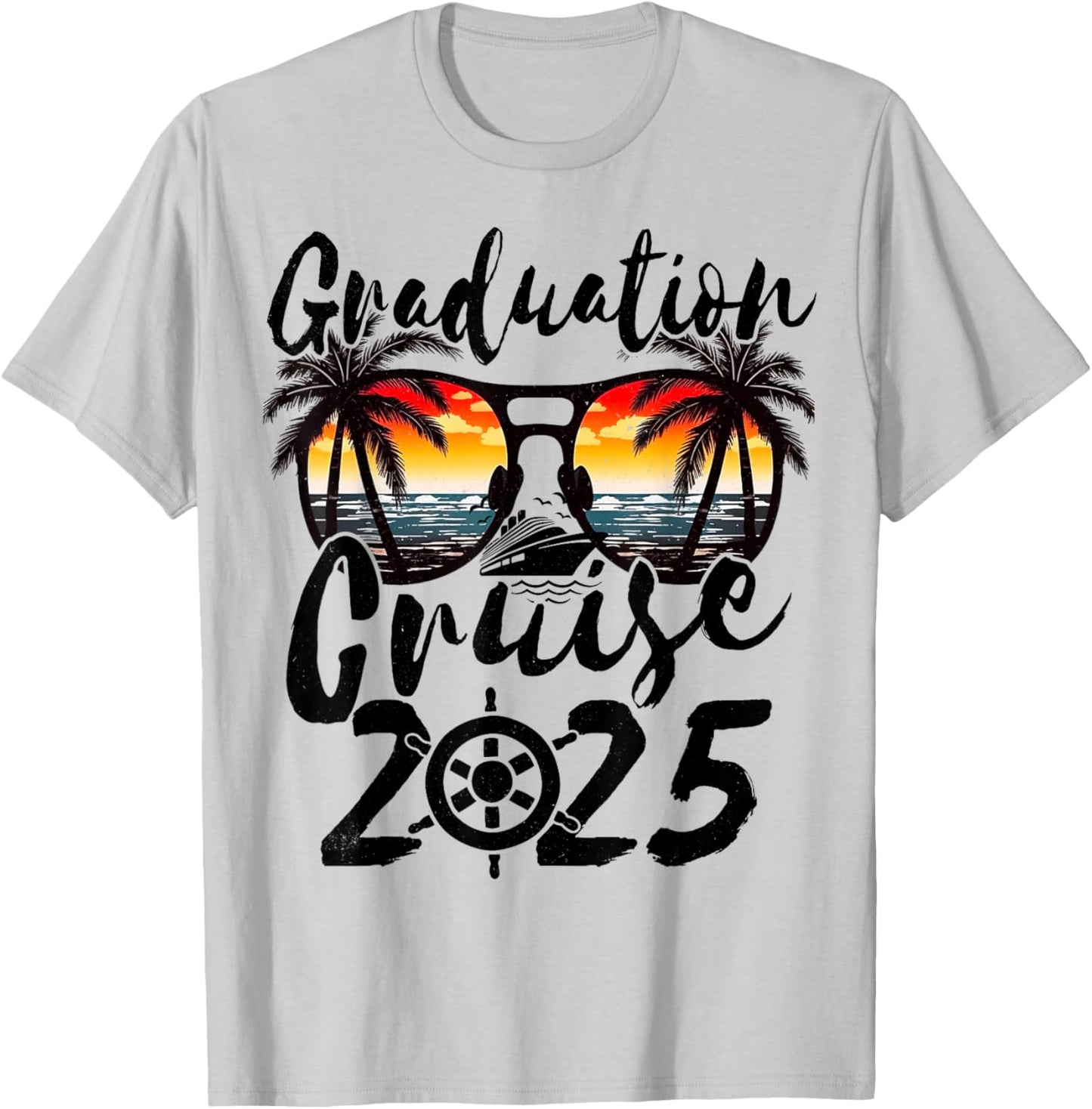 Senior Graduation Trip Cruise 2025 Retro Ship Party Cruise T-Shirt - T-Shirt | Ash
