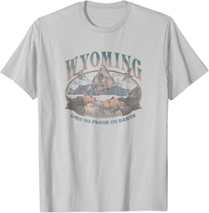 Earth Day Wyoming Like No Place On Earth Mountain Scene T-Shirt - T-Shirt | Ash