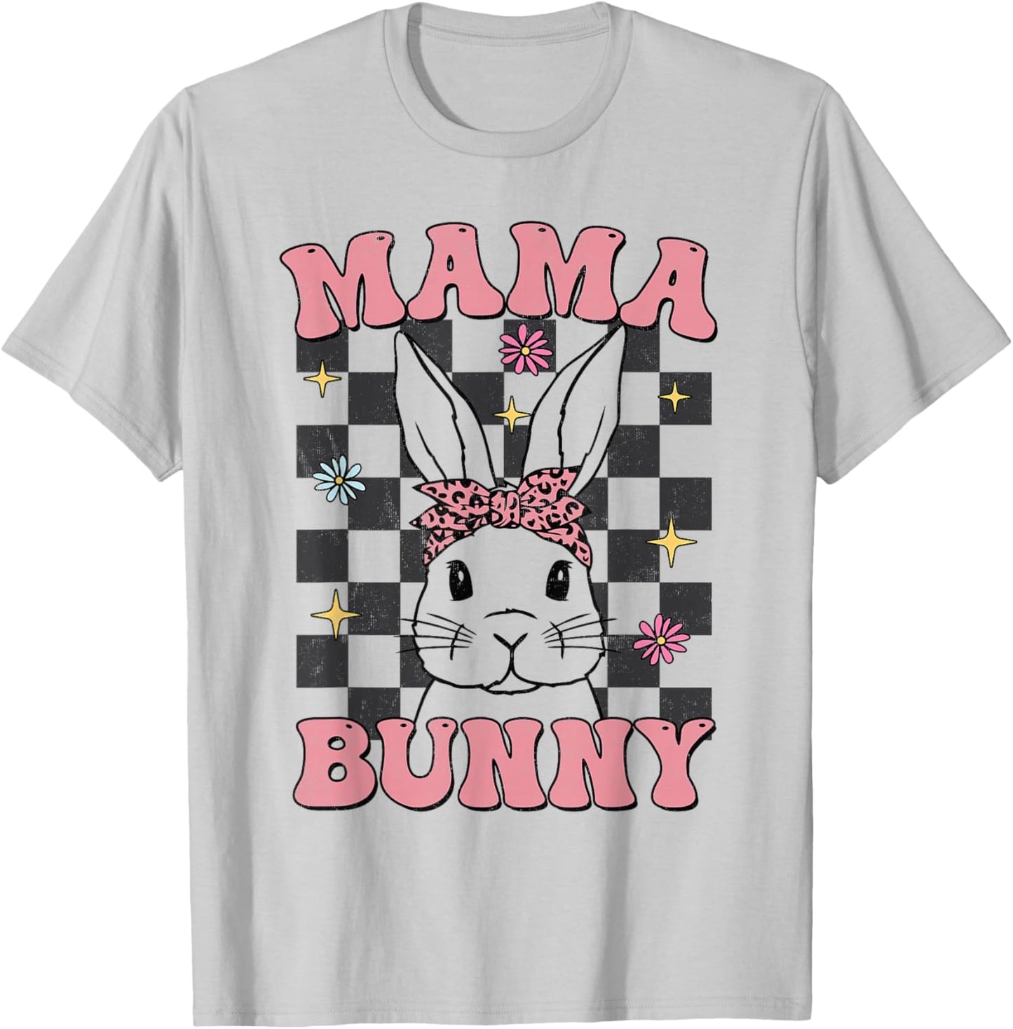 Retro Groovy Mama Bunny Matching Family Easter Mom Mother T-Shirt - T-Shirt | Ash