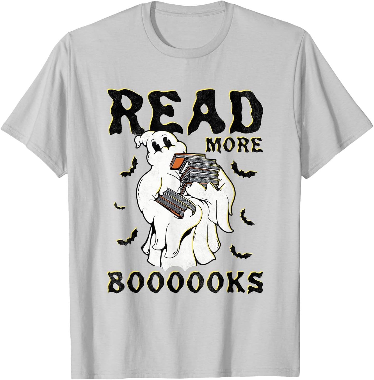 Read More Boooooks, Halloween Book Reading Ghost T-Shirt - T-Shirt | Ash