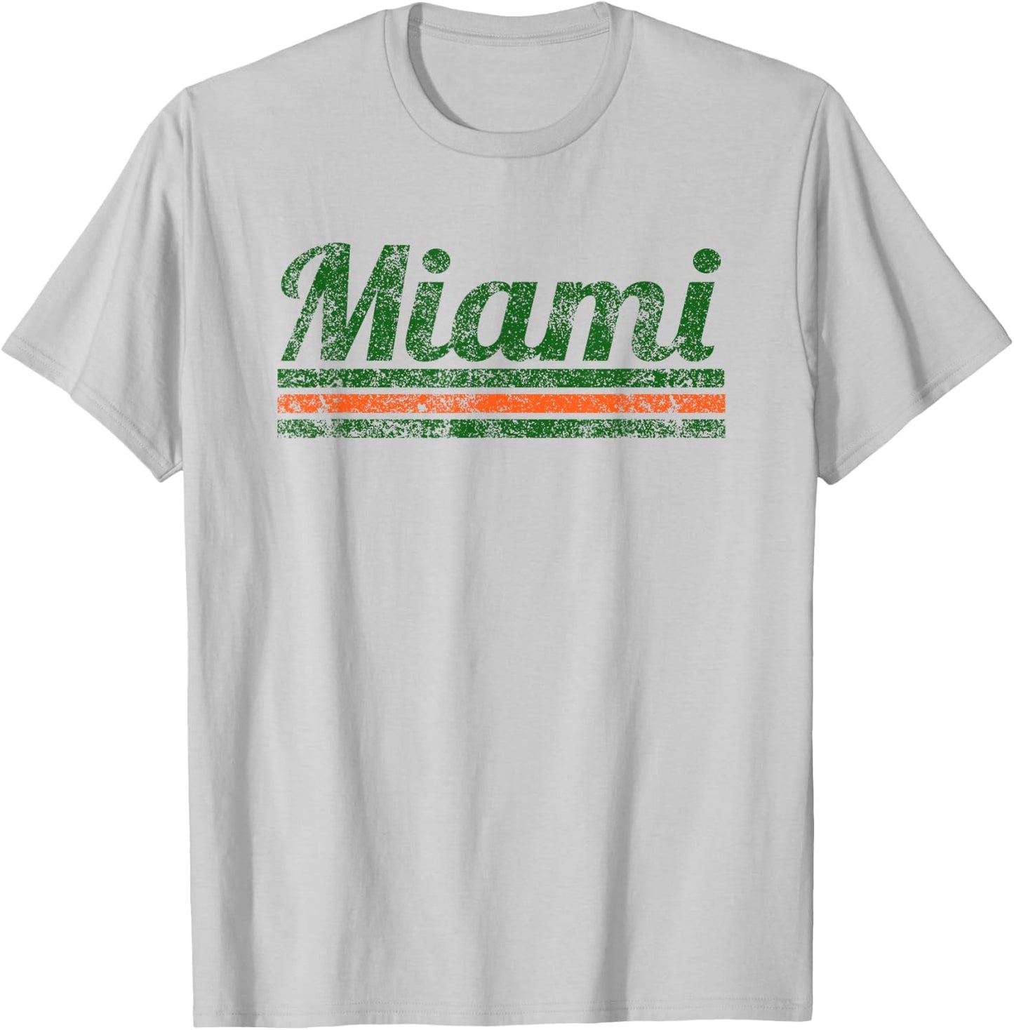 Miami Florida Retro Vintage Weathered Stripe Throwback T-Shirt - T-Shirt | Ash