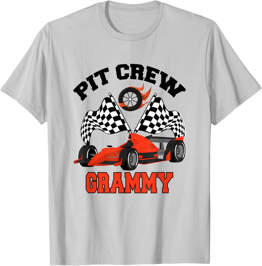 Grammy Pit Crew Race Car Birthday Family Racing T-Shirt - T-Shirt | Ash