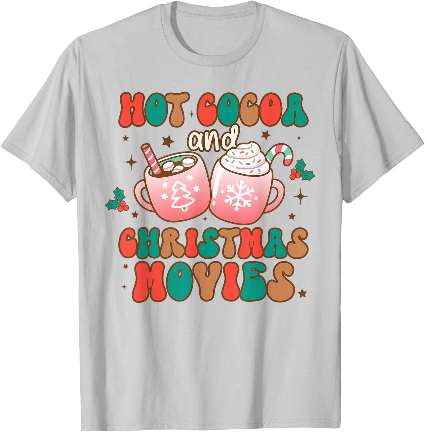 Hot Cocoa and Christmas Movies Xmas Matching Pj Pajama T-Shirt - T-Shirt | Ash